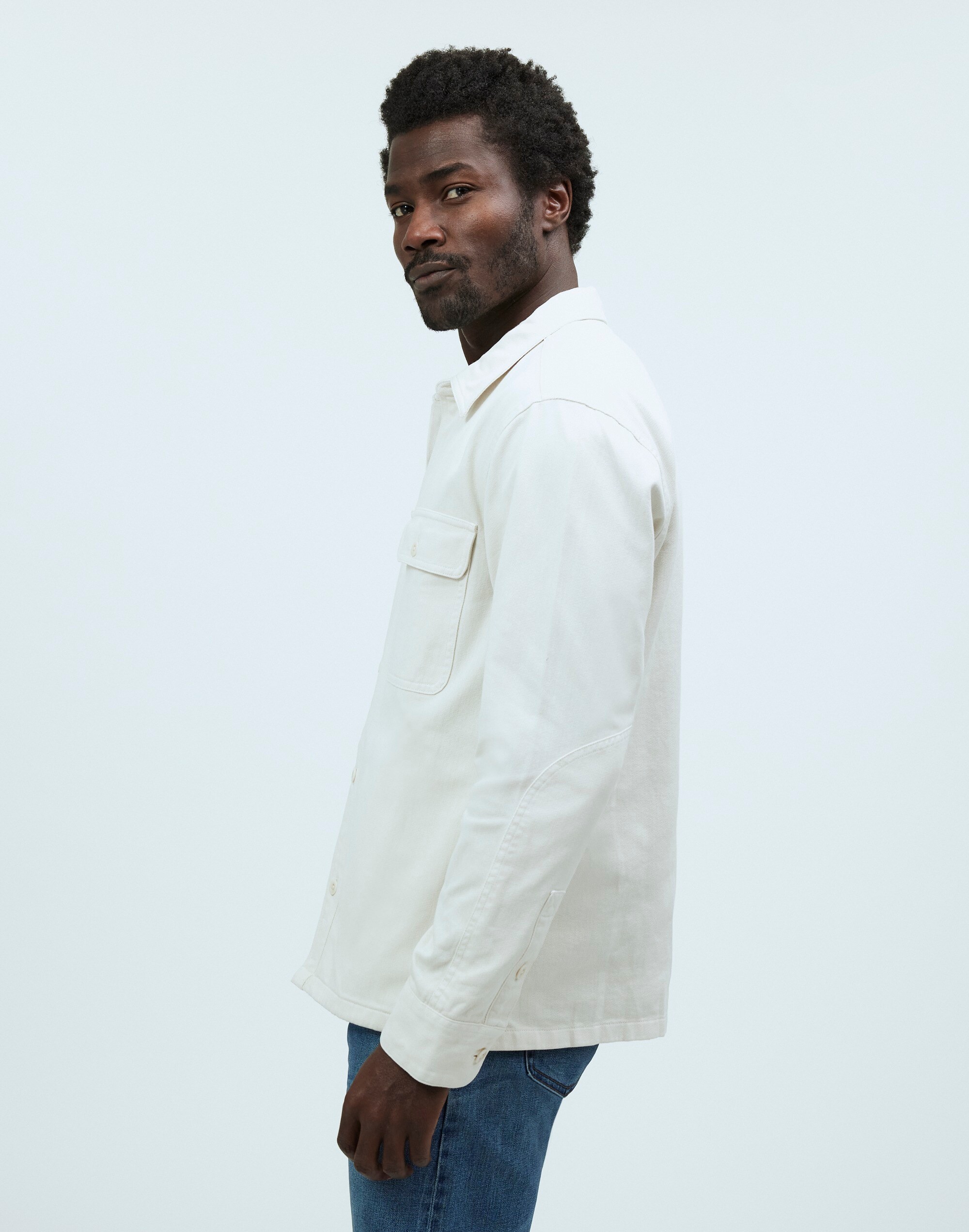Straight Hem Garment-Dyed Work Shirt