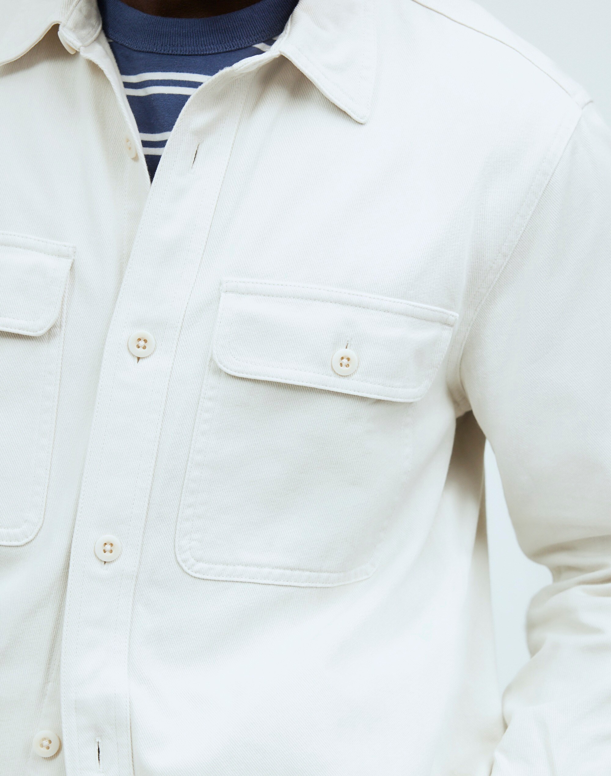 Straight Hem Garment-Dyed Work Shirt