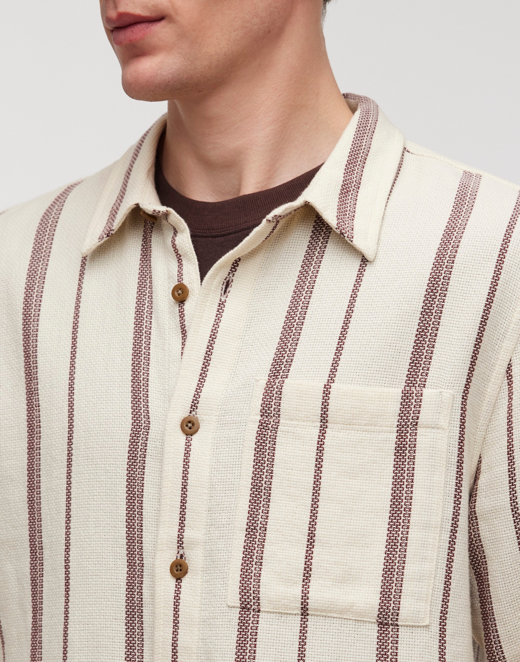Easy Long-Sleeve Shirt in Cotton Dobby
