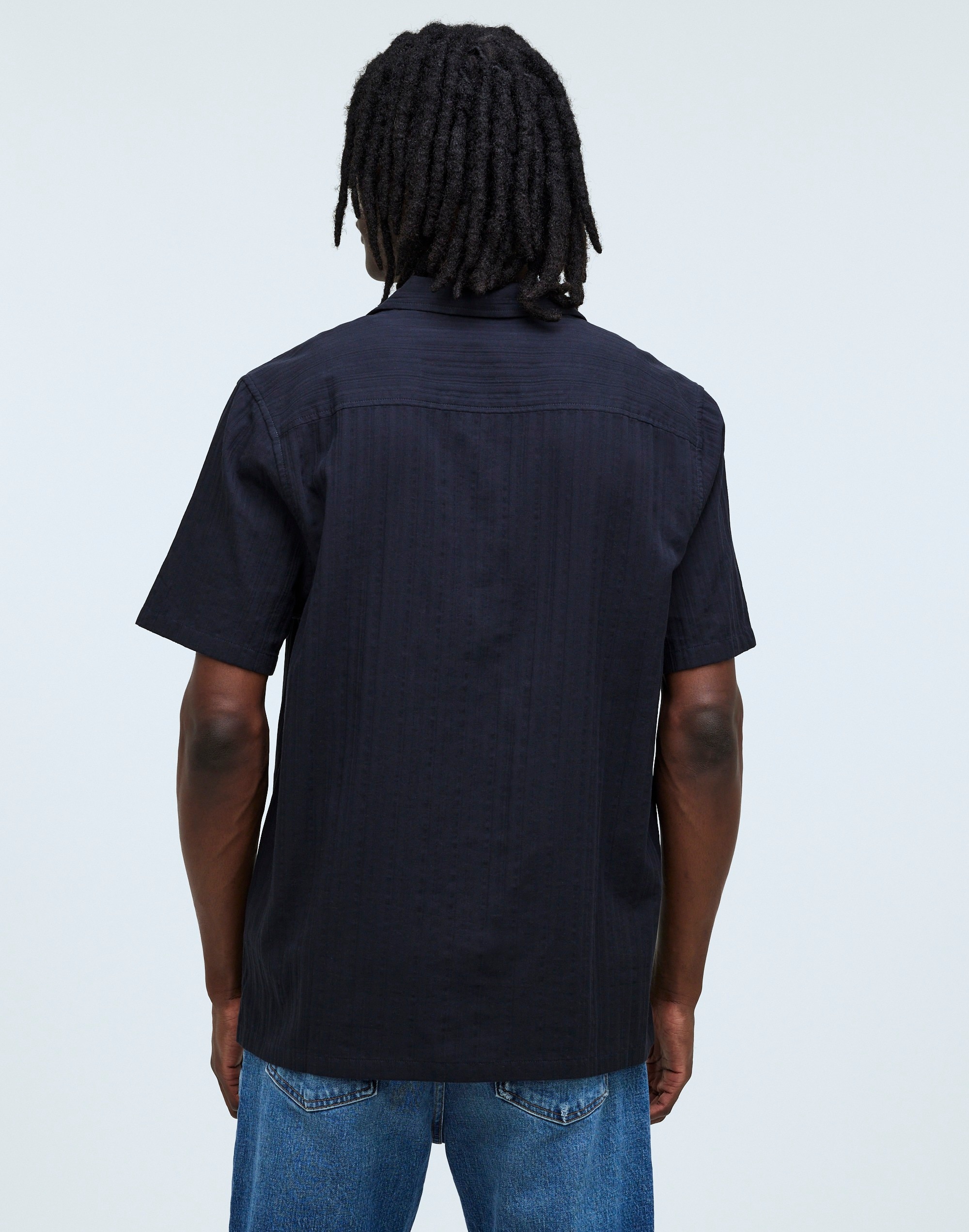 Easy Short-Sleeve Shirt in Stripe in almost black image 4