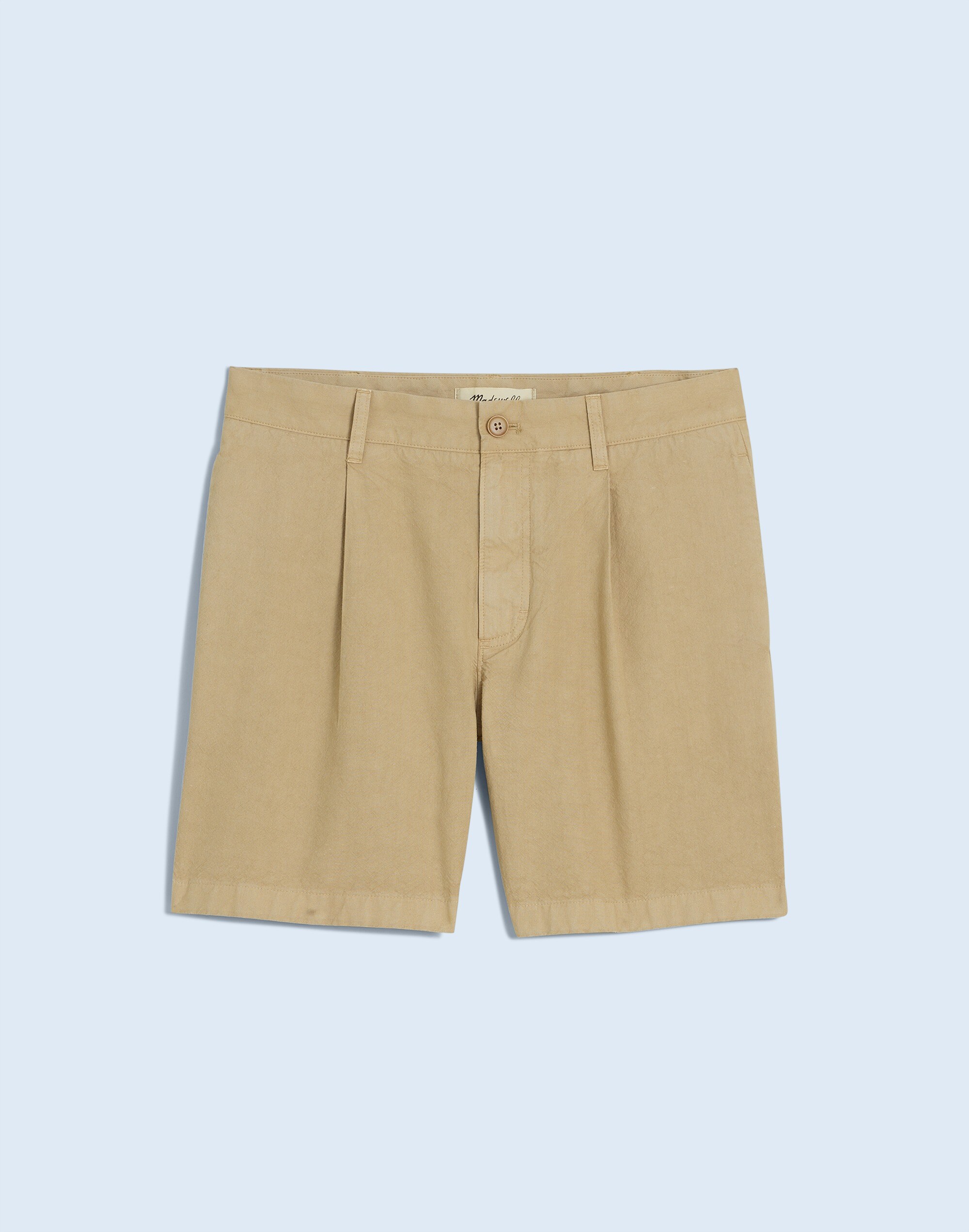 Cotton-Hemp Blend Pleated Shorts