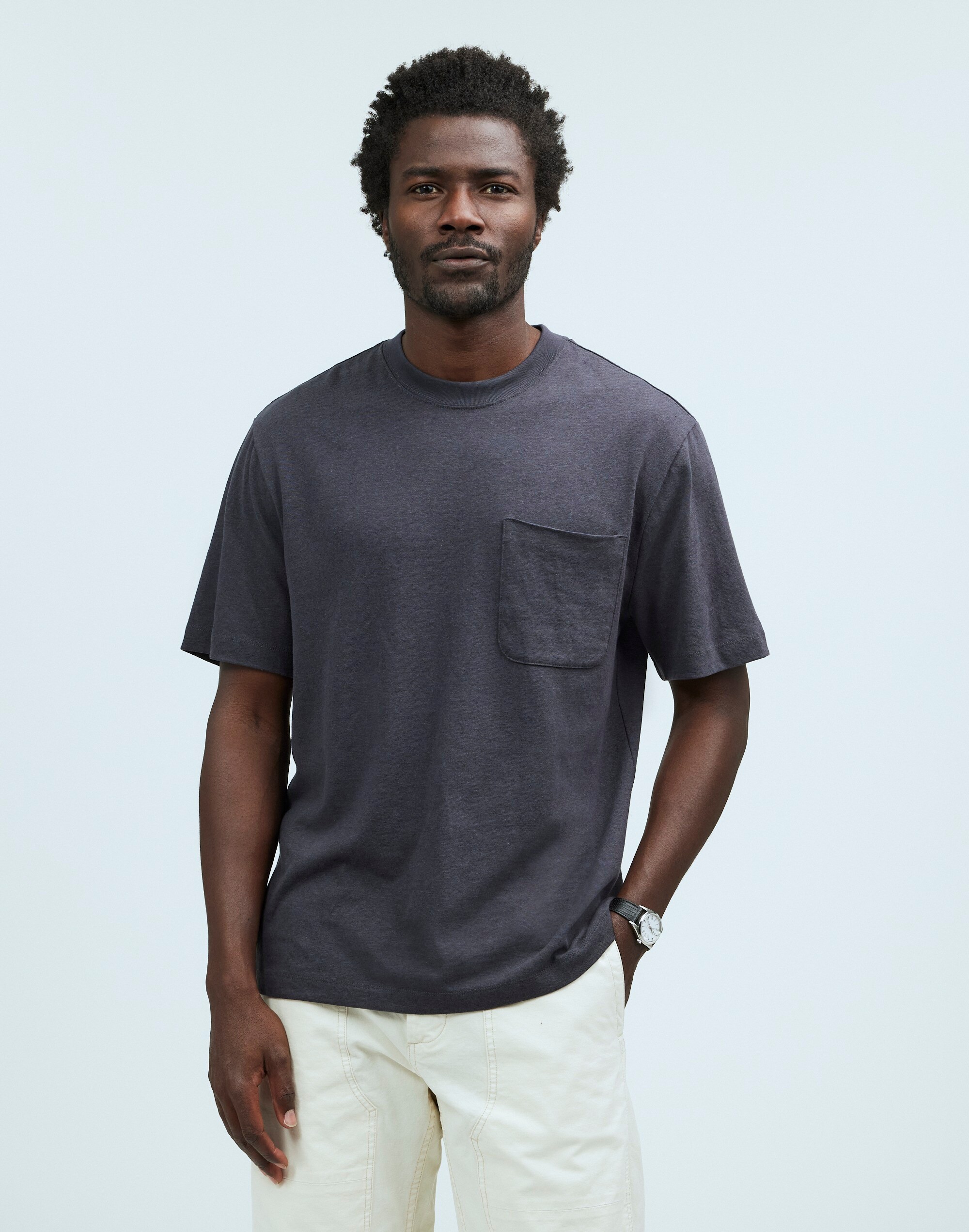 Cotton-Linen Blend Boxy Tee