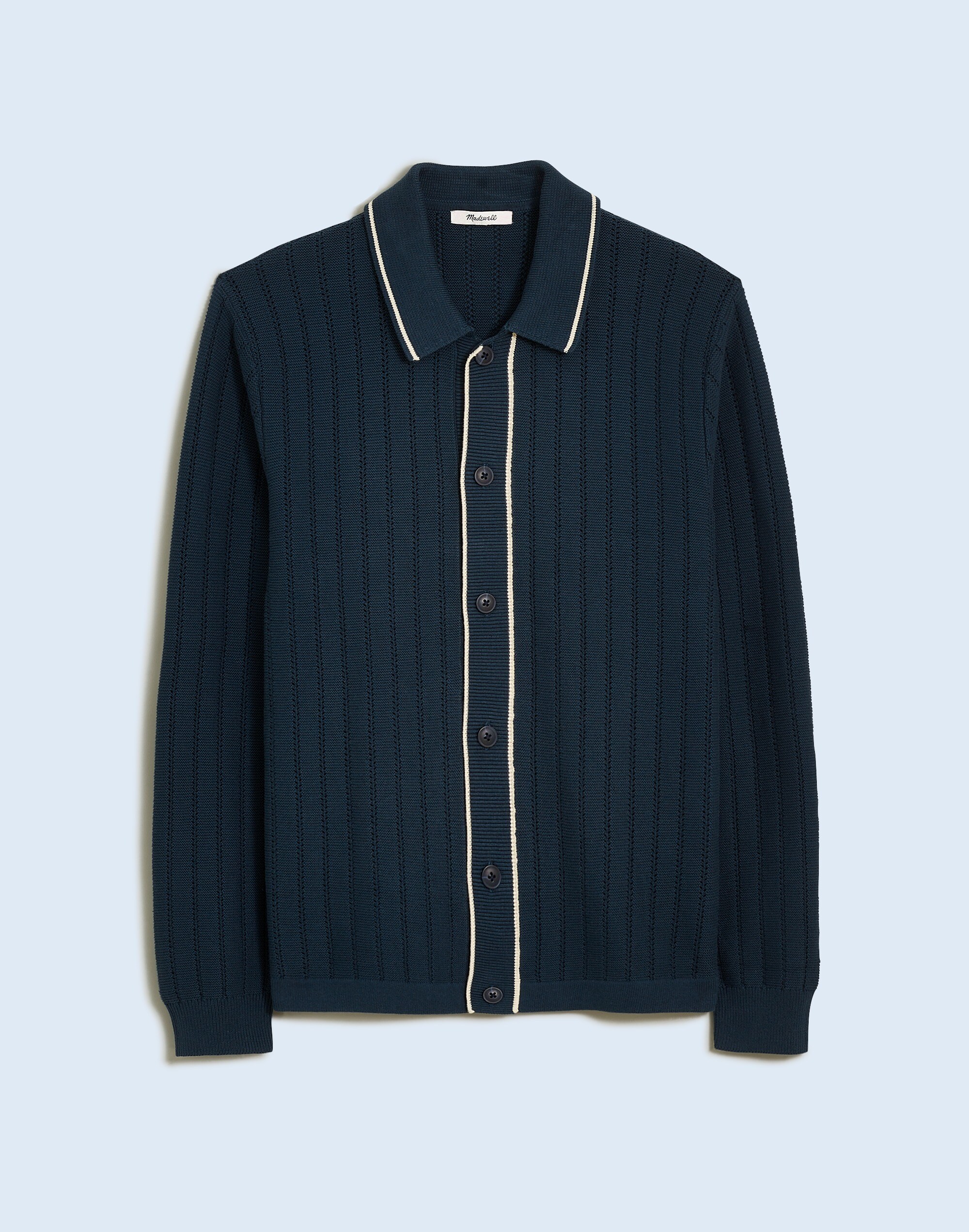 Button-Up Long-Sleeve Polo Shirt