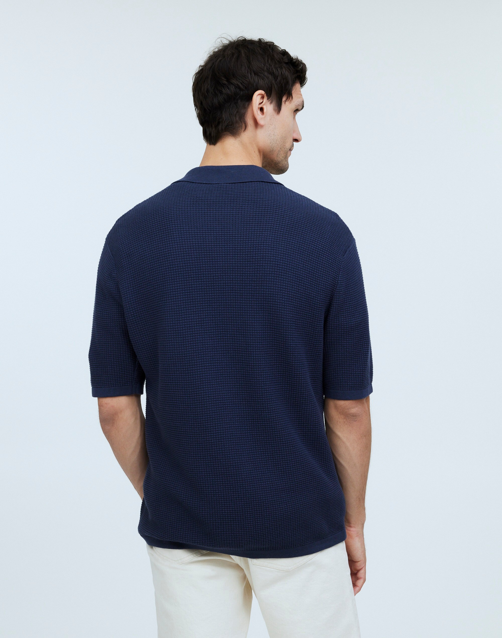 Johnny-Collar Short-Sleeve Sweater Polo