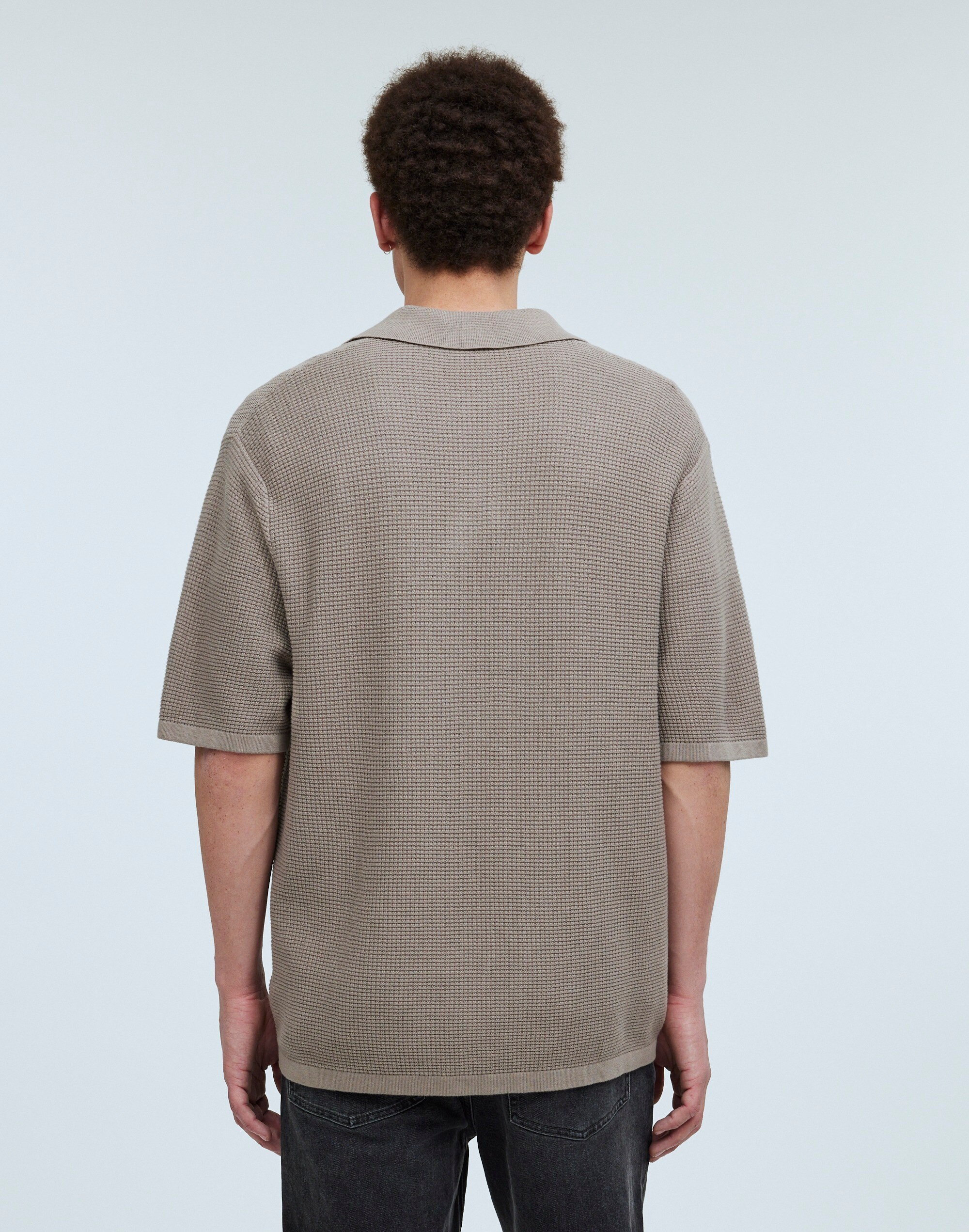 Johnny-Collar Short-Sleeve Sweater Polo