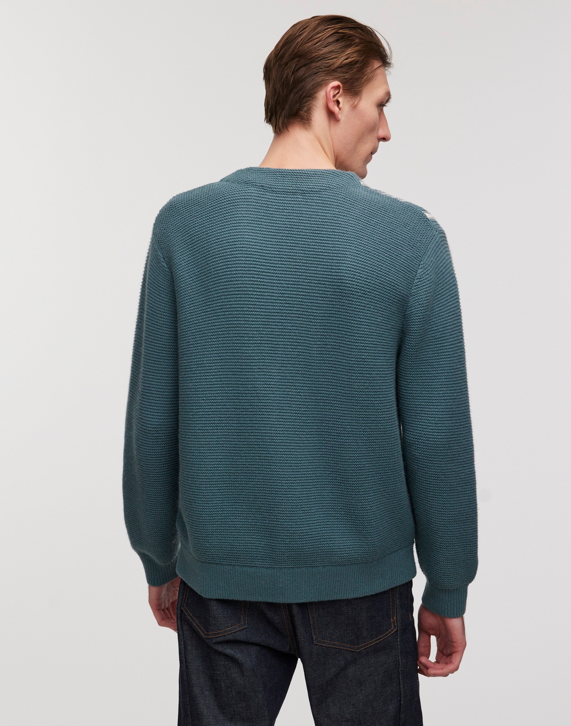 Cotton-Merino Wool Blend Cardigan in Stripe