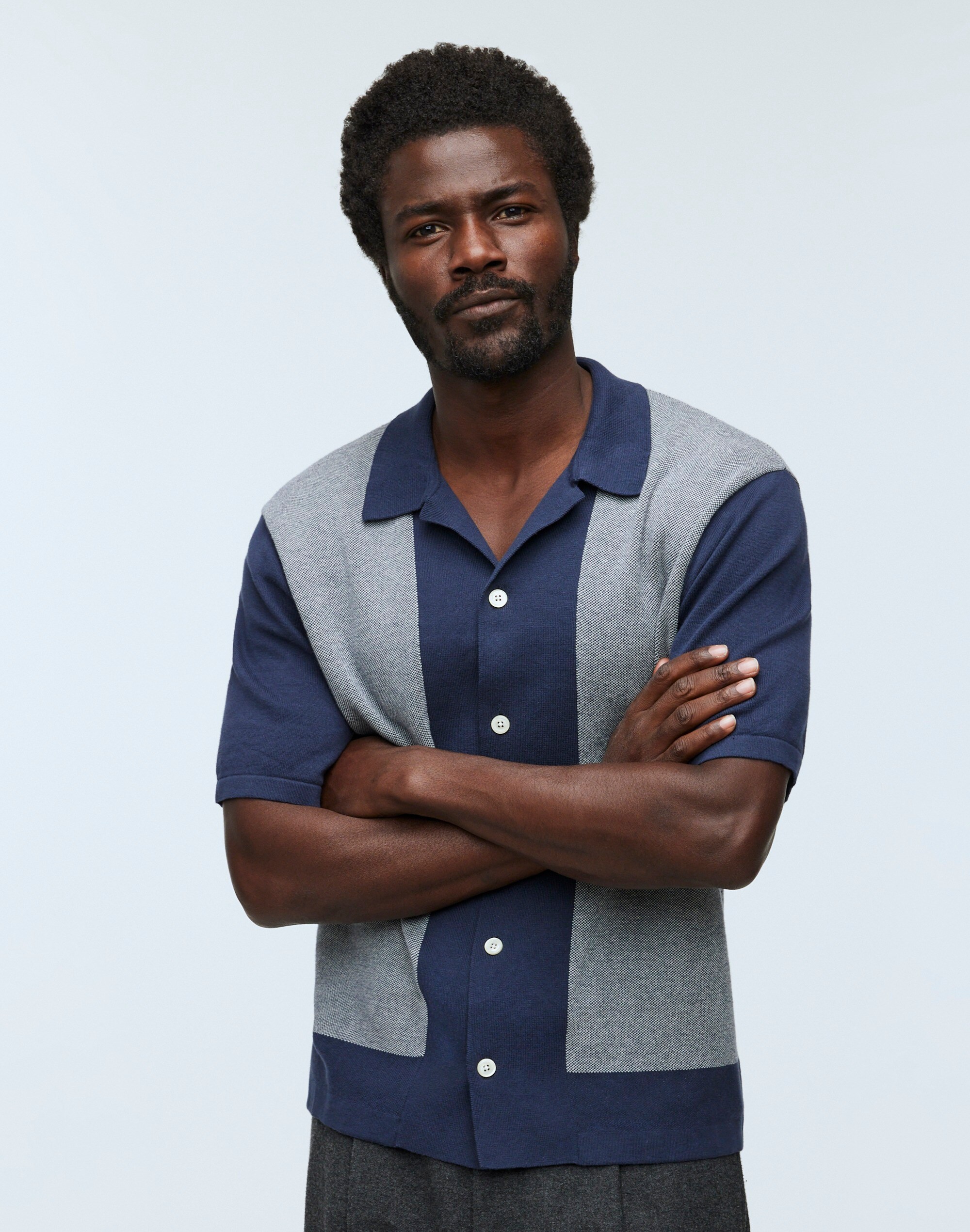 Colorblock Sweater Polo Shirt