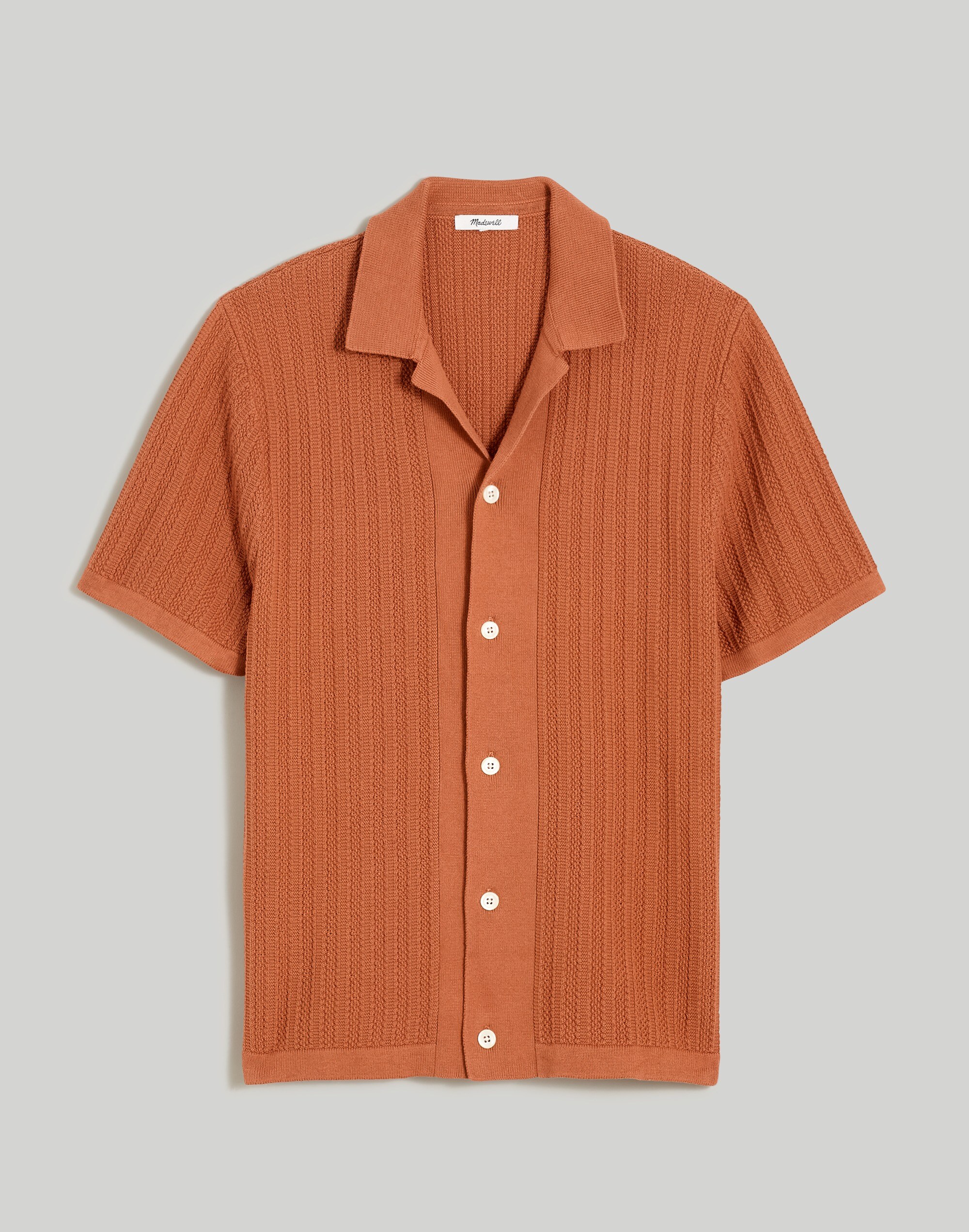 Textured-Stitch Sweater Polo Shirt in warm umber image 6