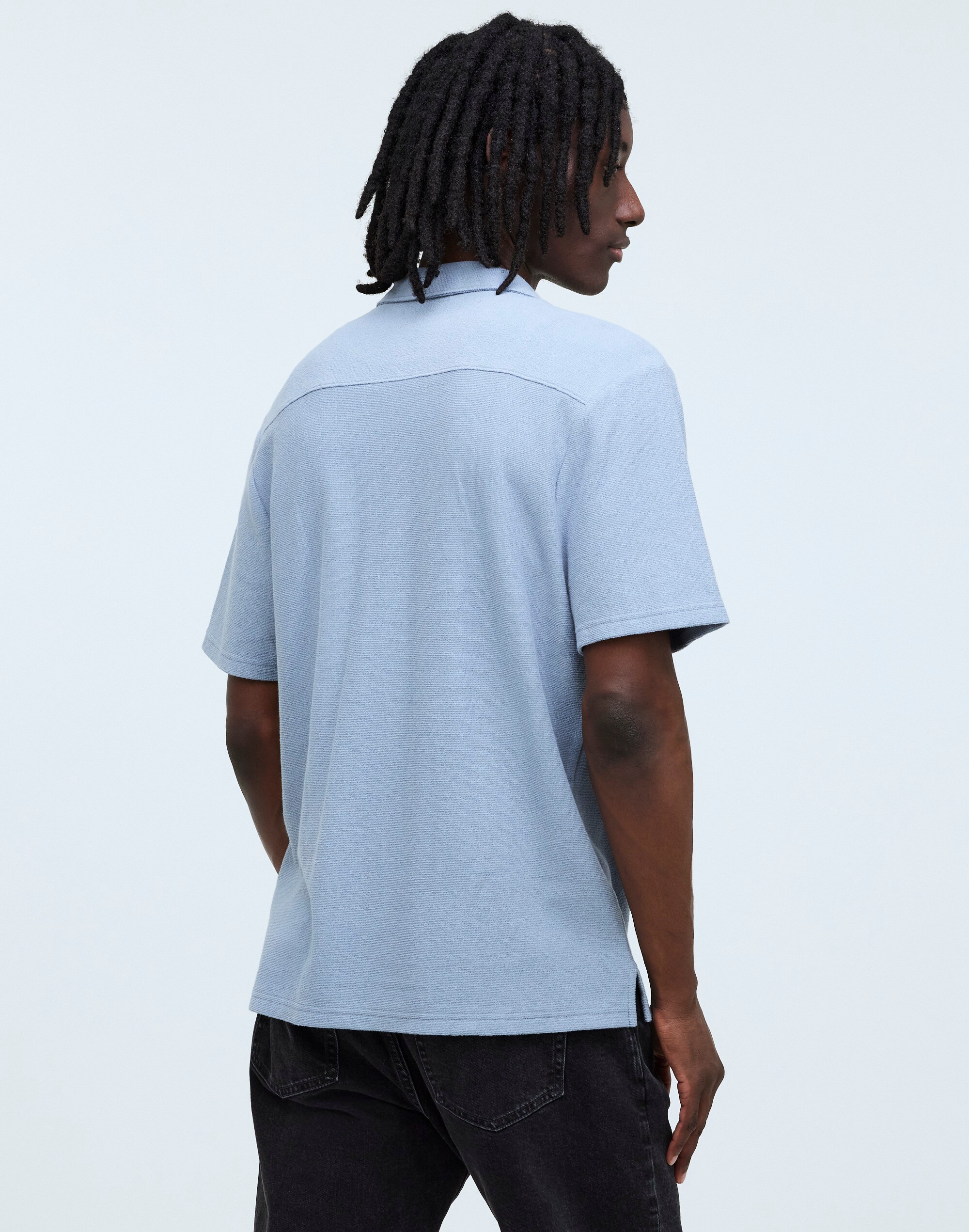 Easy Short-Sleeve Shirt in Stripe Jacquard