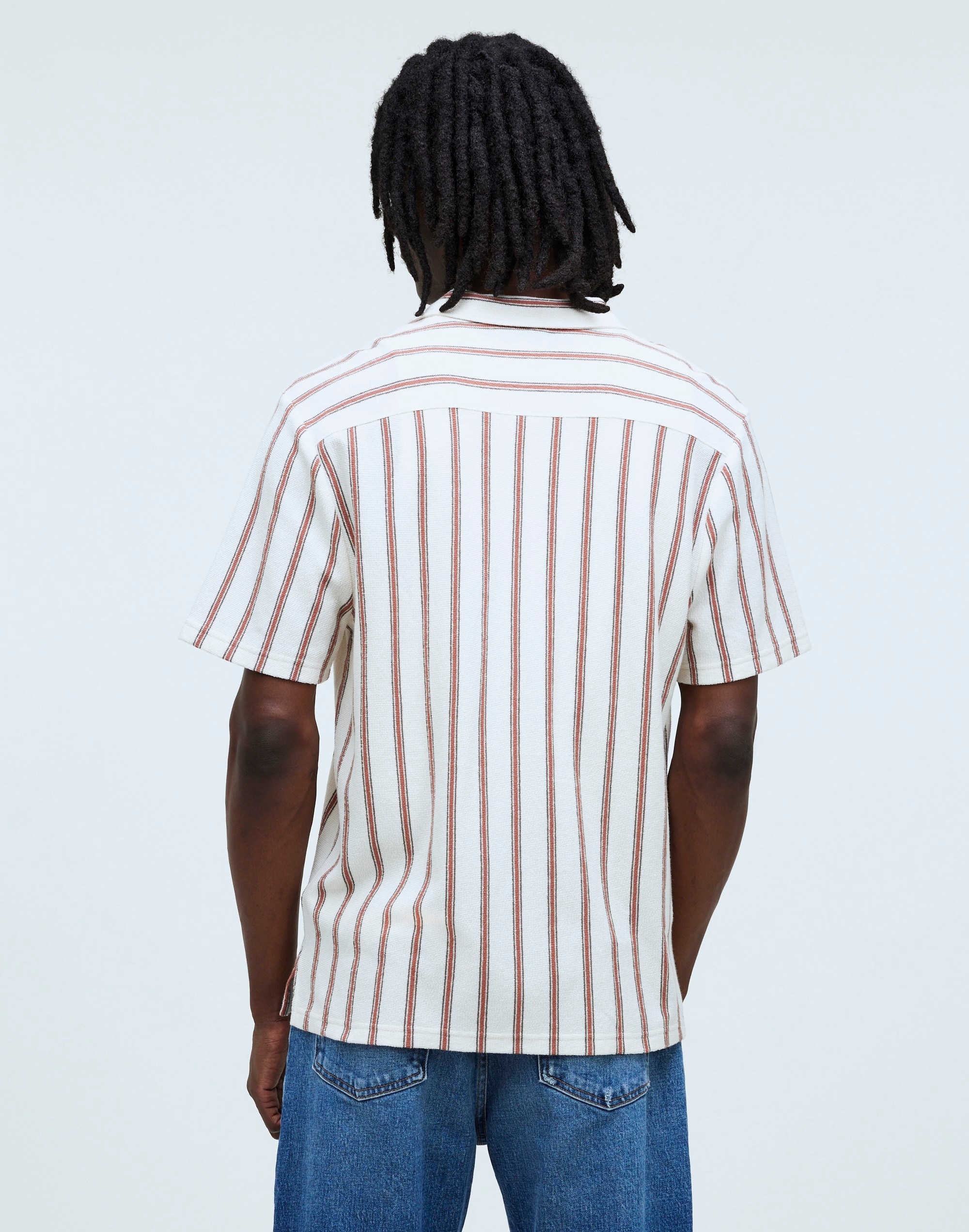 Easy Short-Sleeve Shirt in Stripe Jacquard