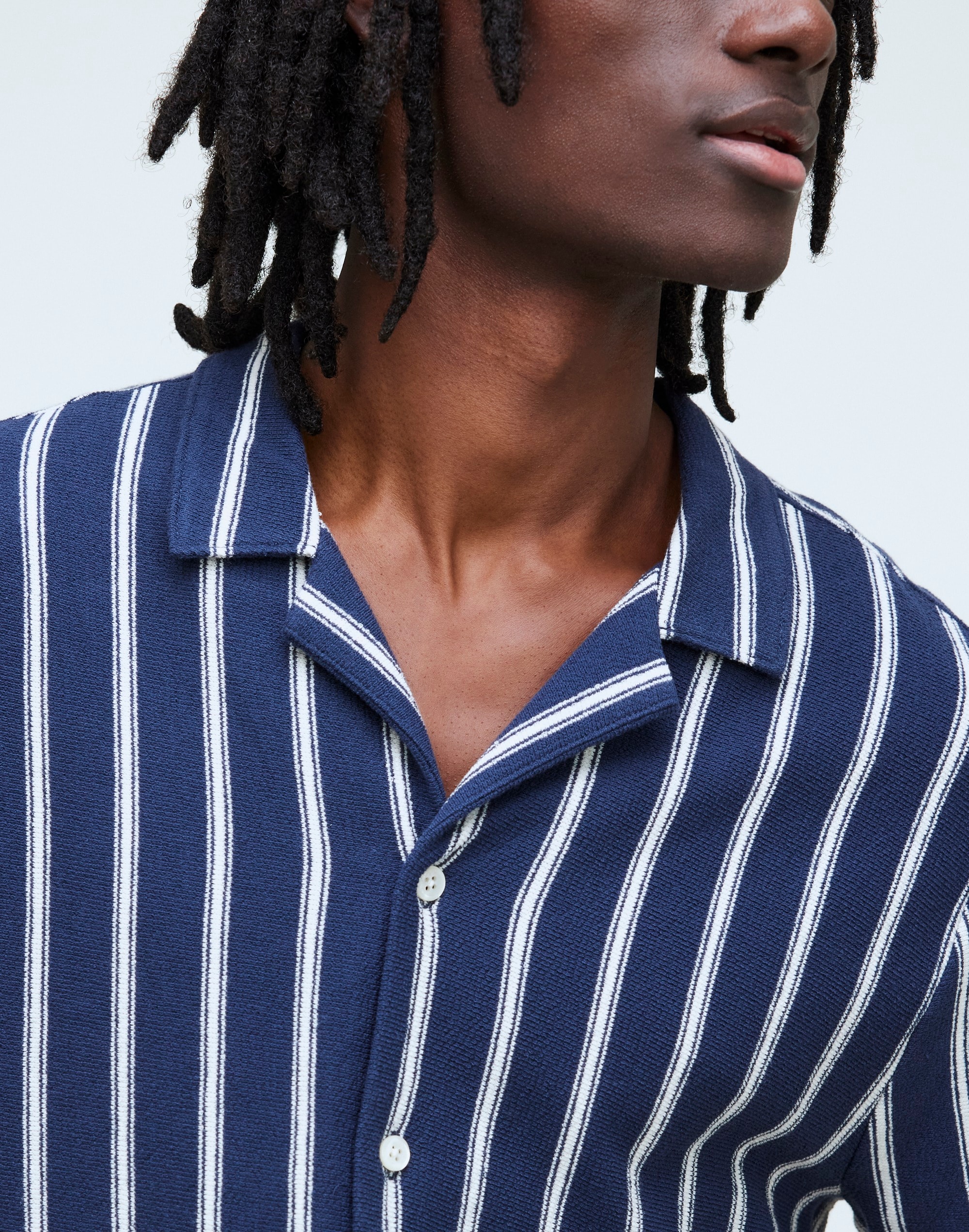 Easy Short-Sleeve Shirt in Stripe Jacquard