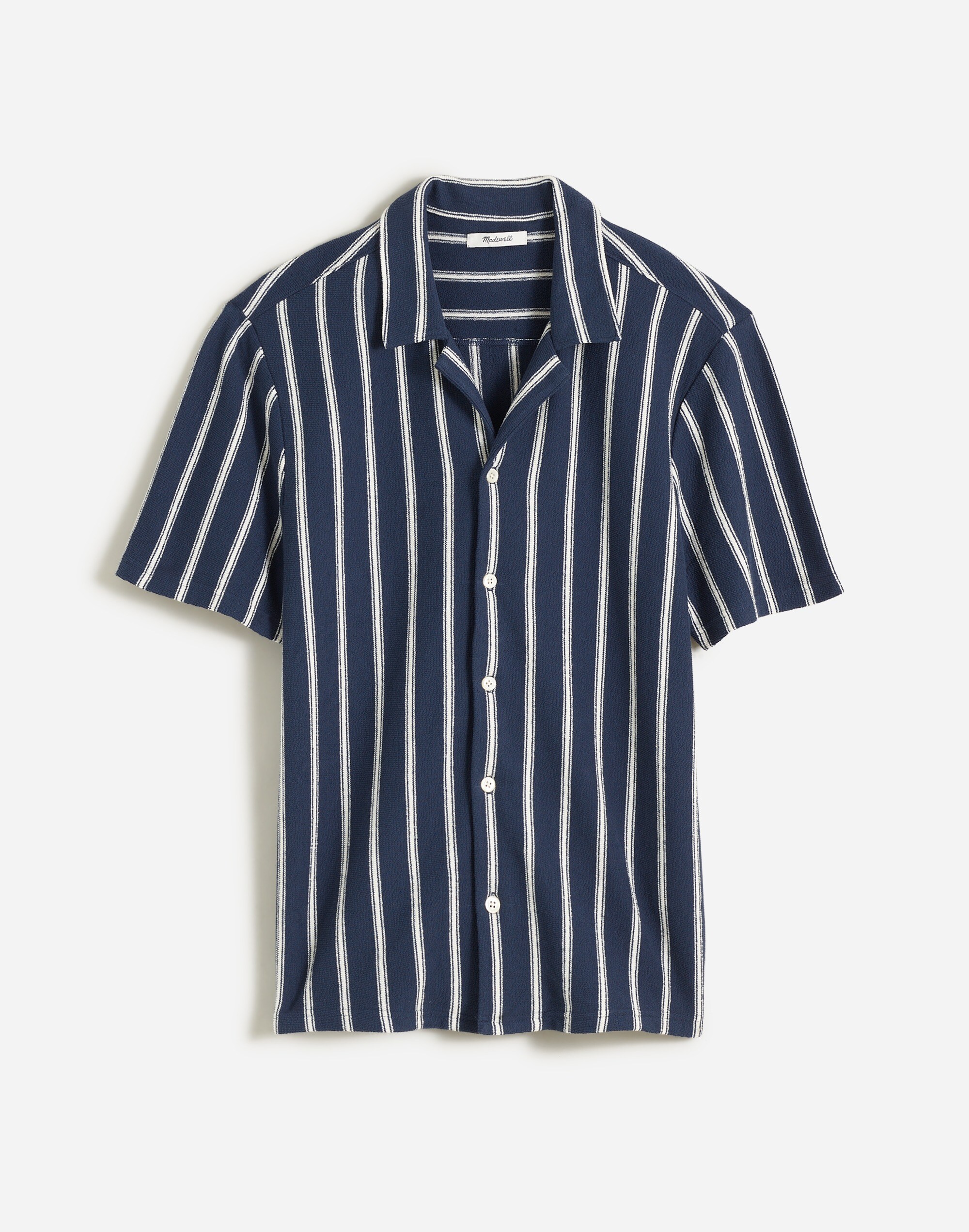 Easy Short-Sleeve Shirt in Stripe Jacquard