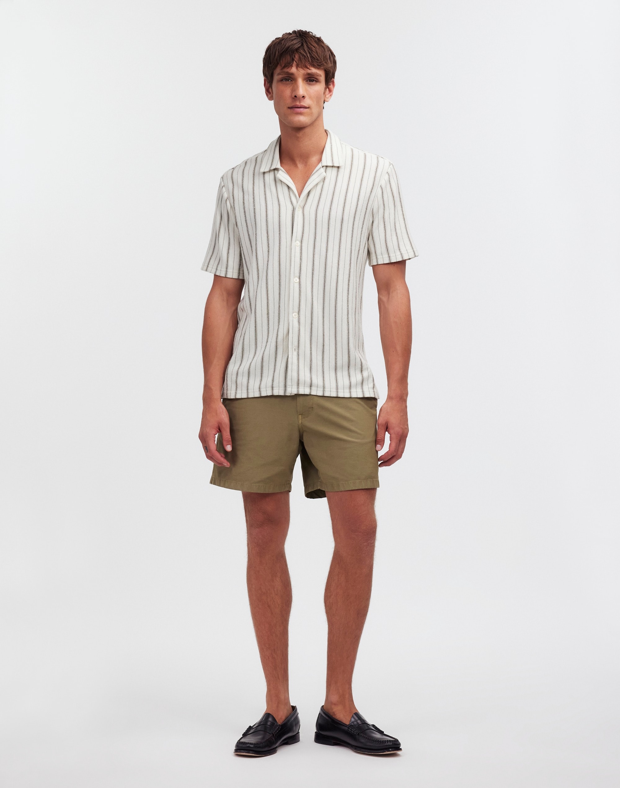 Easy Short-Sleeve Shirt in Stripe Jacquard