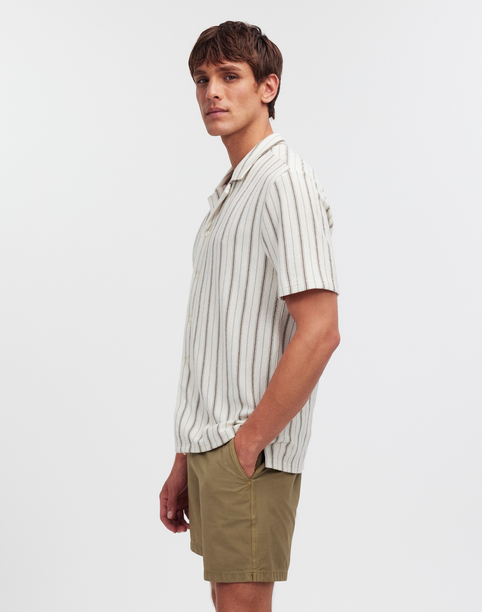 Easy Short-Sleeve Shirt in Stripe Jacquard