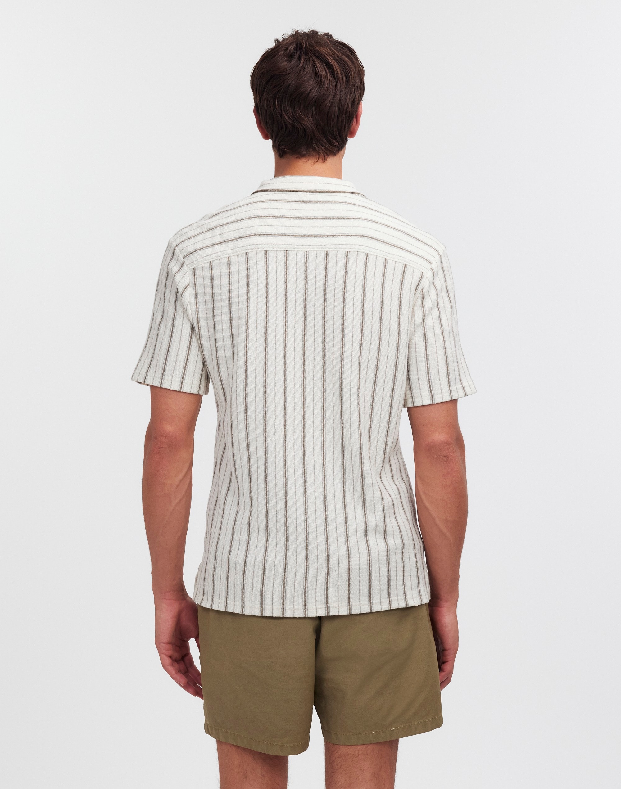 Easy Short-Sleeve Shirt in Stripe Jacquard