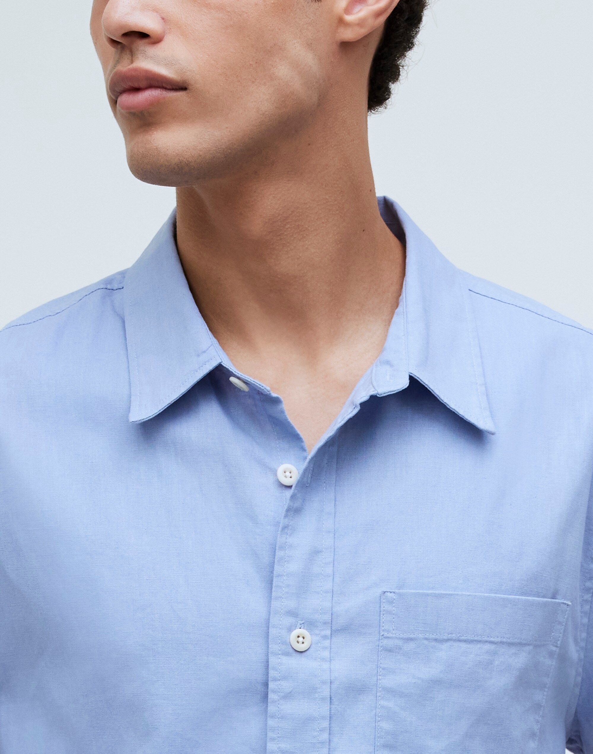 Perfect Short-Sleeve Shirt in Hemp-Cotton Blend
