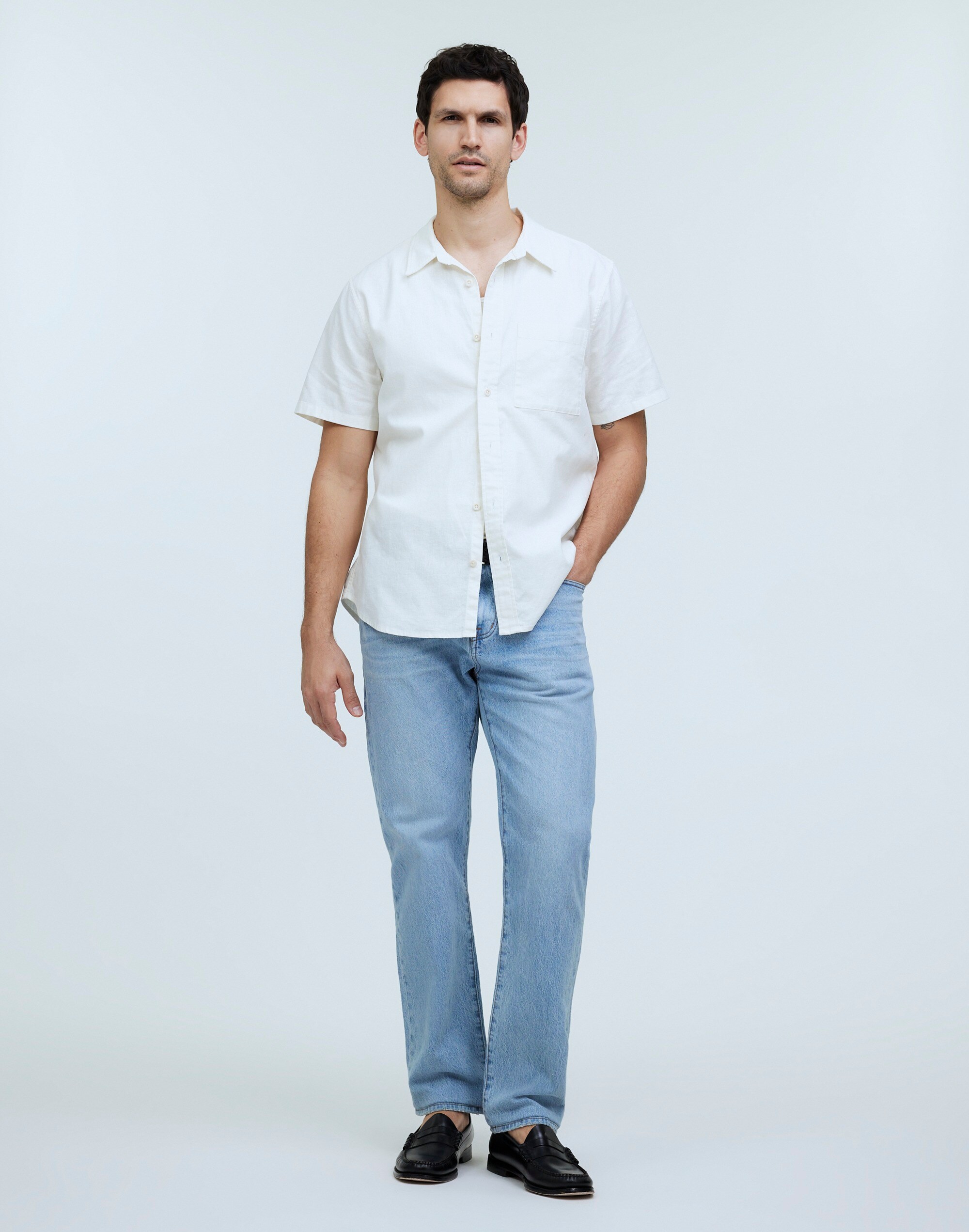 Perfect Short-Sleeve Shirt in Hemp-Cotton Blend