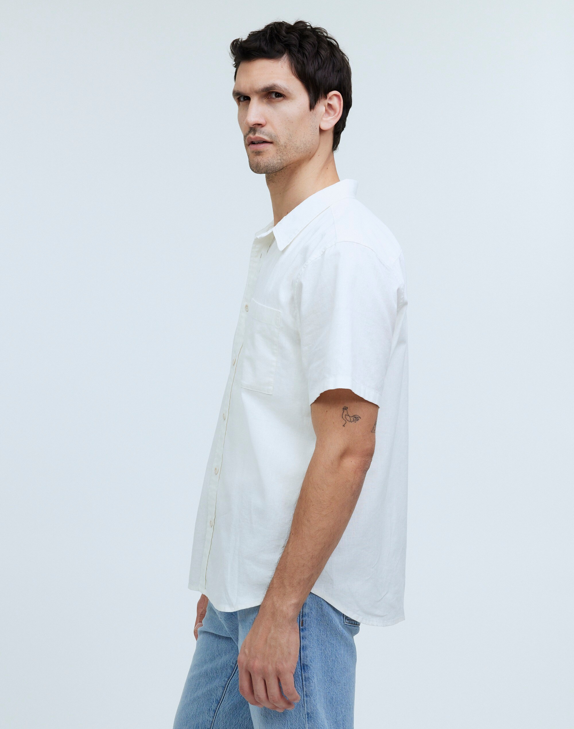 Perfect Short-Sleeve Shirt in Hemp-Cotton Blend