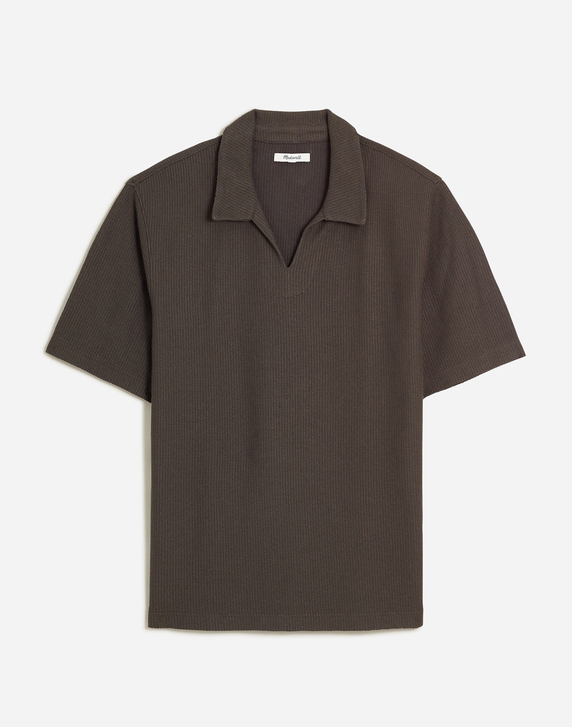 Johnny-Collar Knit Polo Shirt