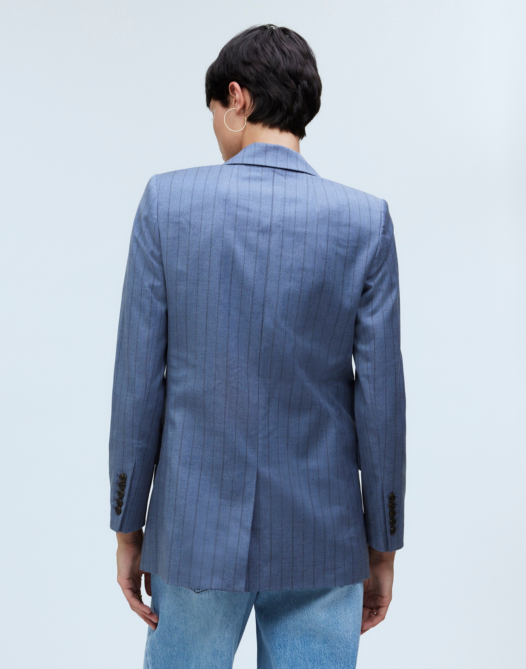 Single-Breasted Blazer in Yarn-Dyed Pinstripe