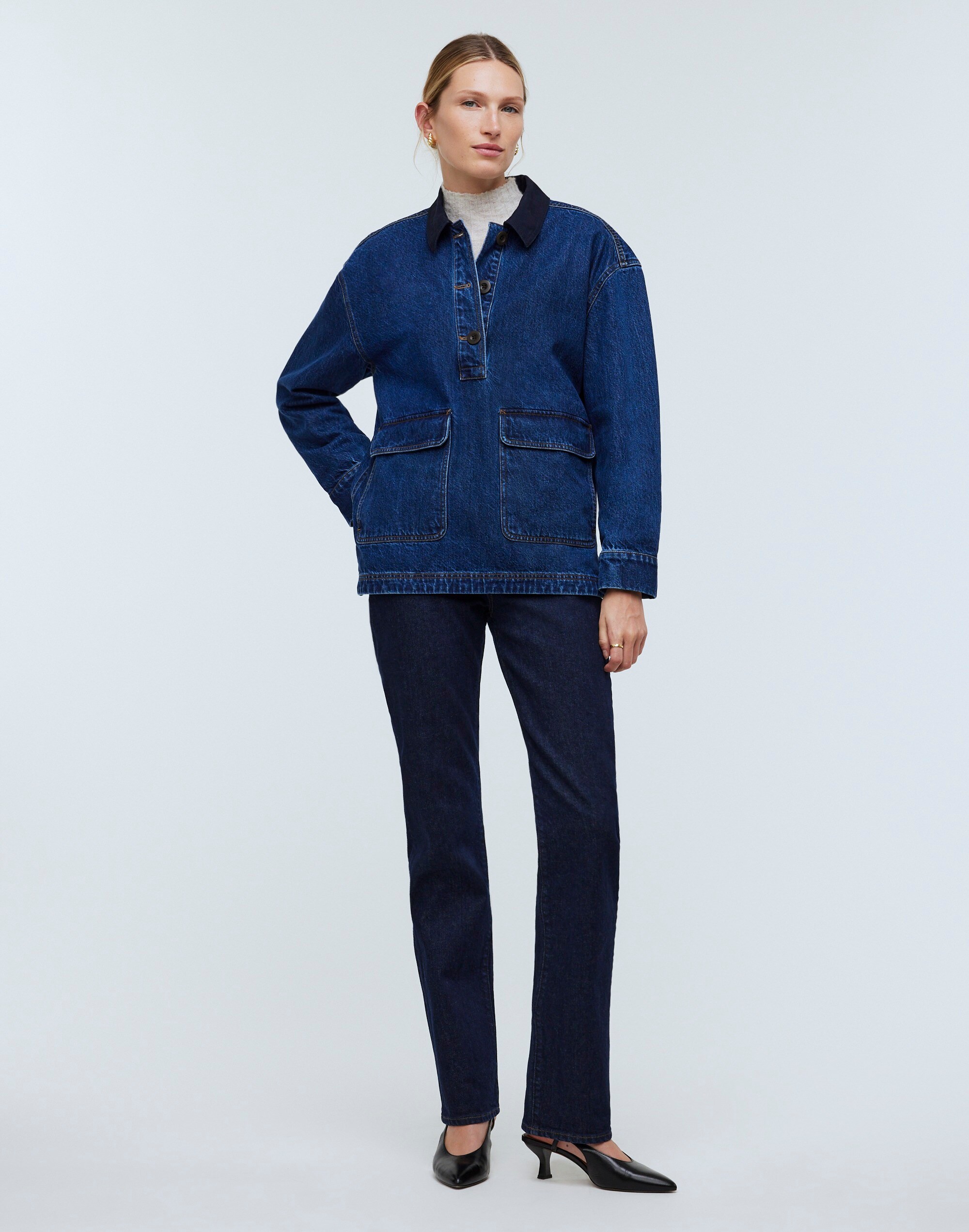 ジャケット・アウター 60's denim pullover Denim Oversized Pullover Jacket in Willmont Wash | Madewell
