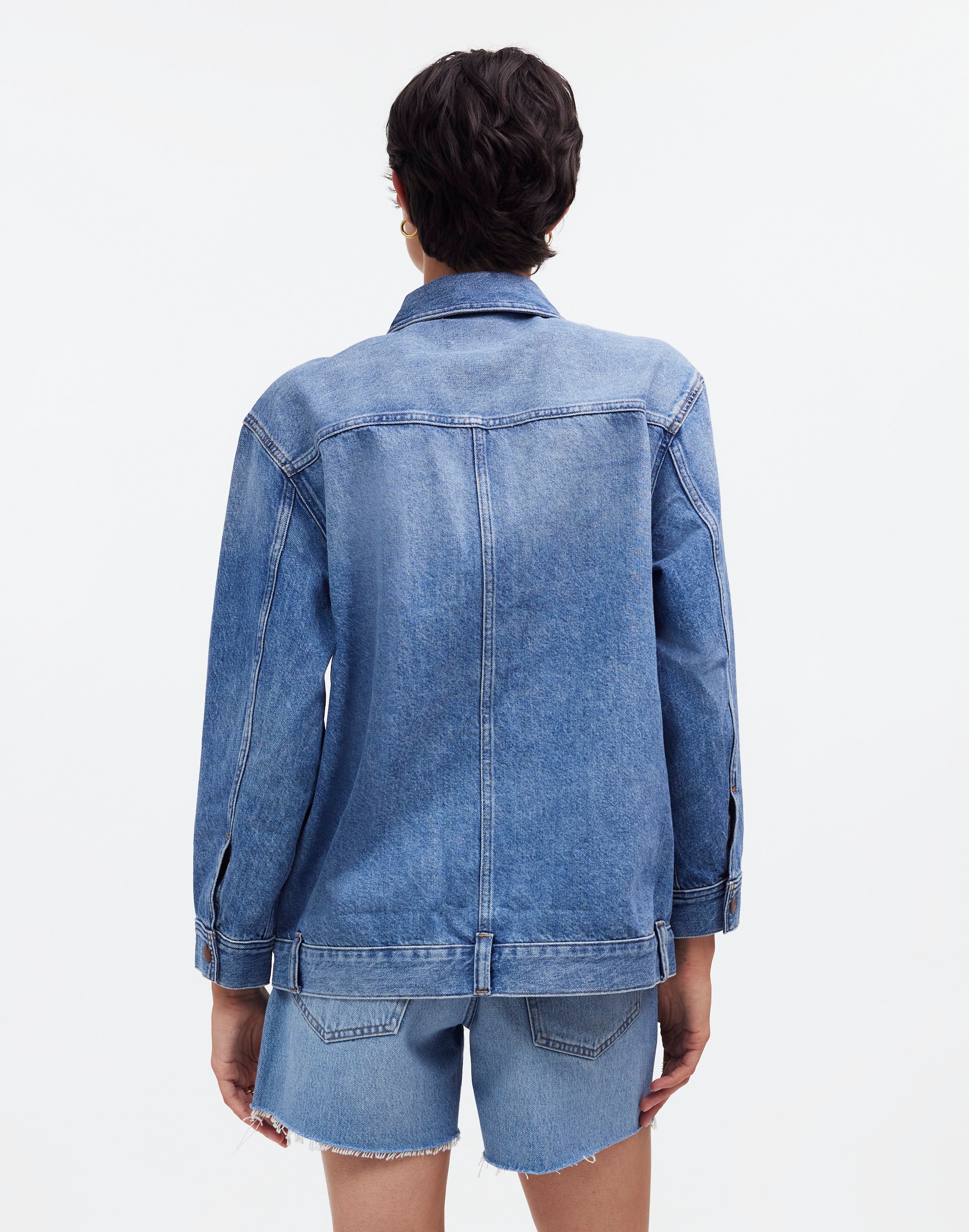 The Oversized Trucker Jean Jacket in Sentell Wash: Snap-Front Edition