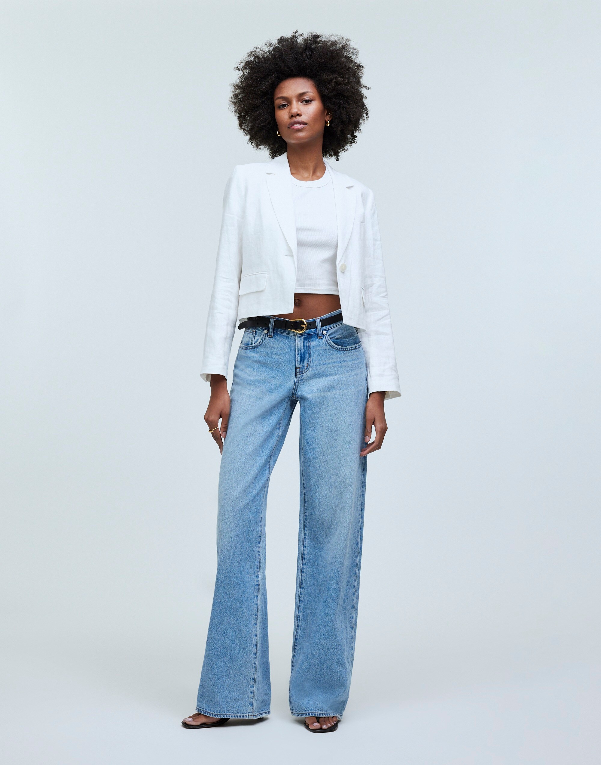 Cropped Blazer in 100% Linen