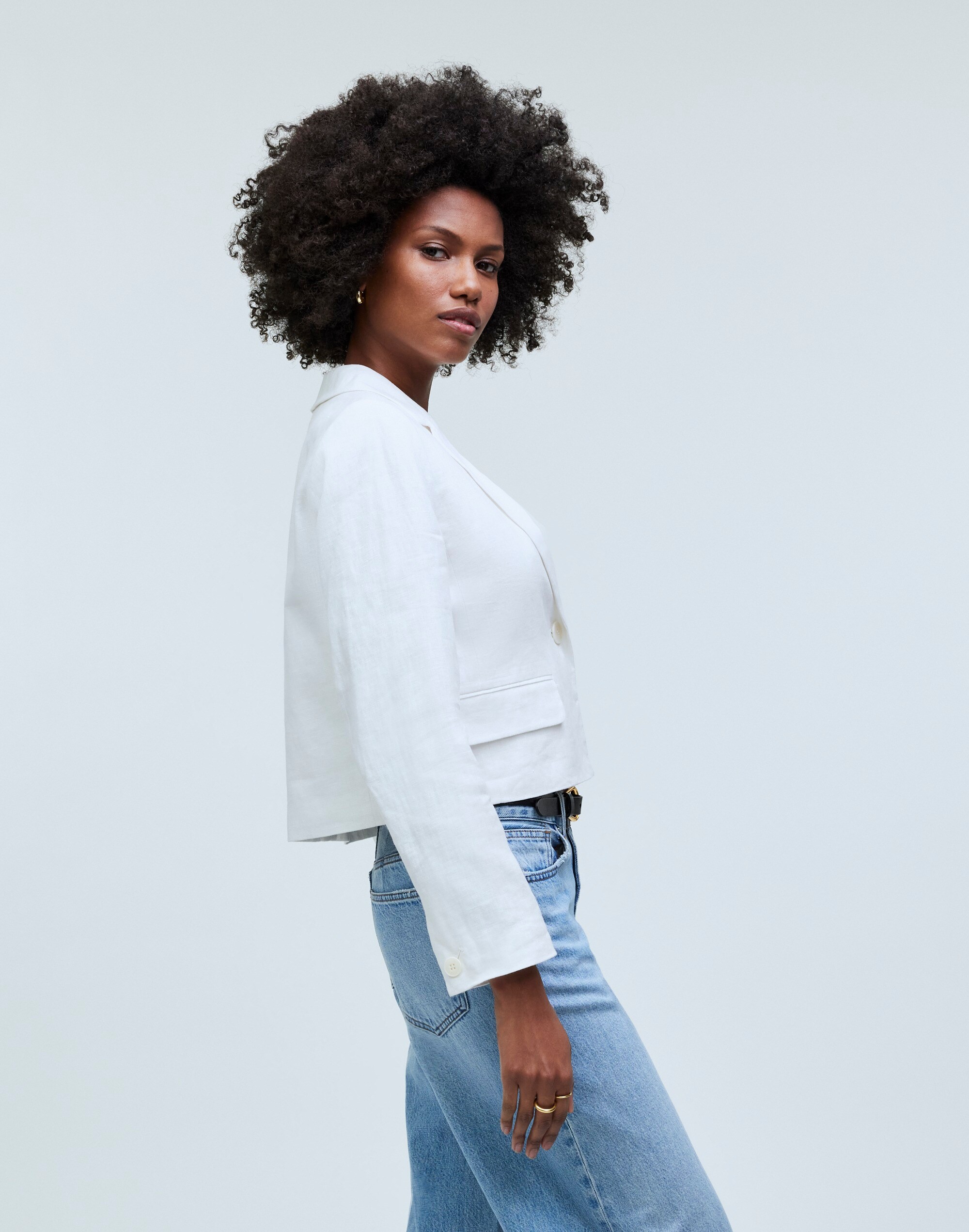 Cropped Blazer in 100% Linen