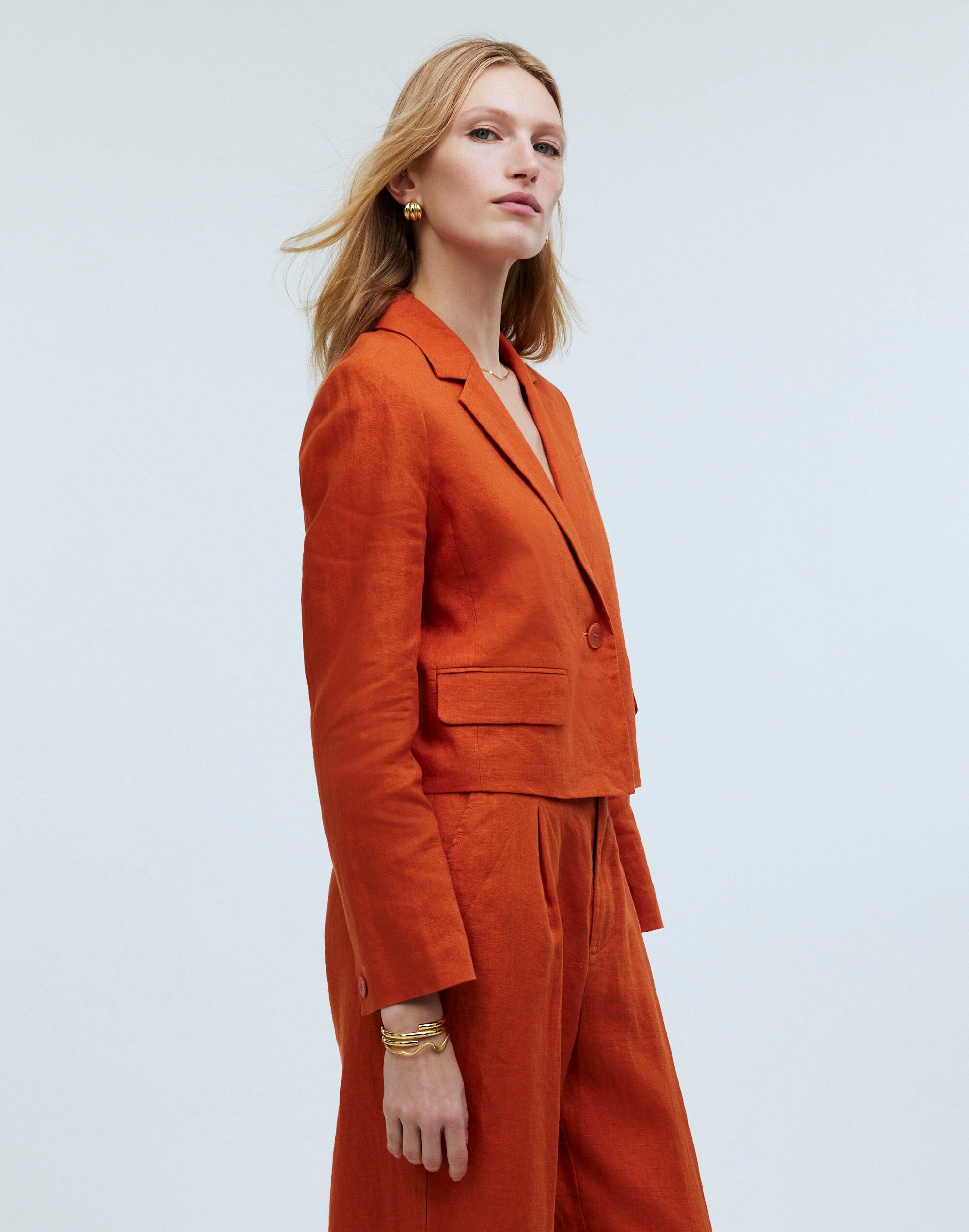 Cropped Blazer in 100% Linen