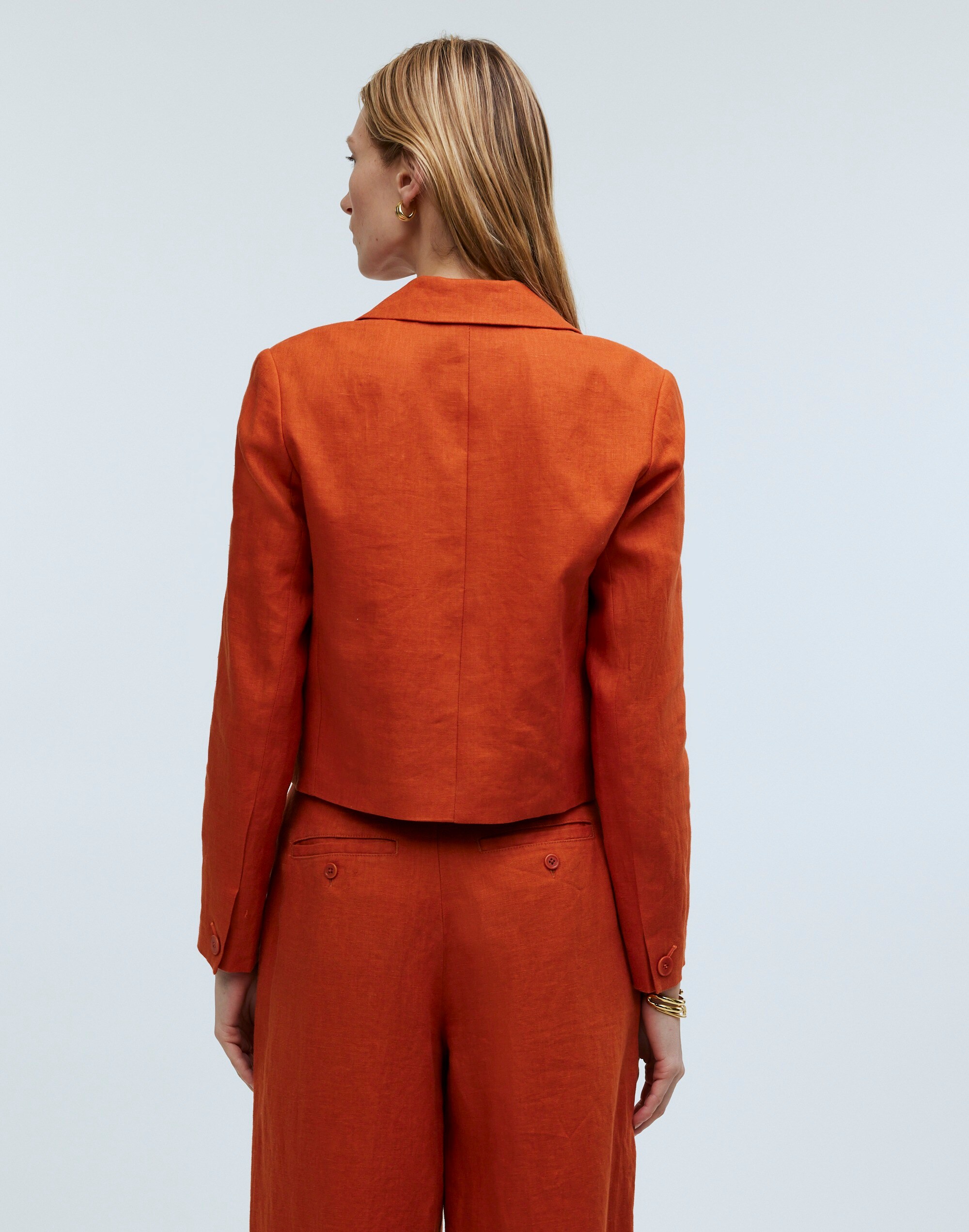 Cropped Blazer in 100% Linen