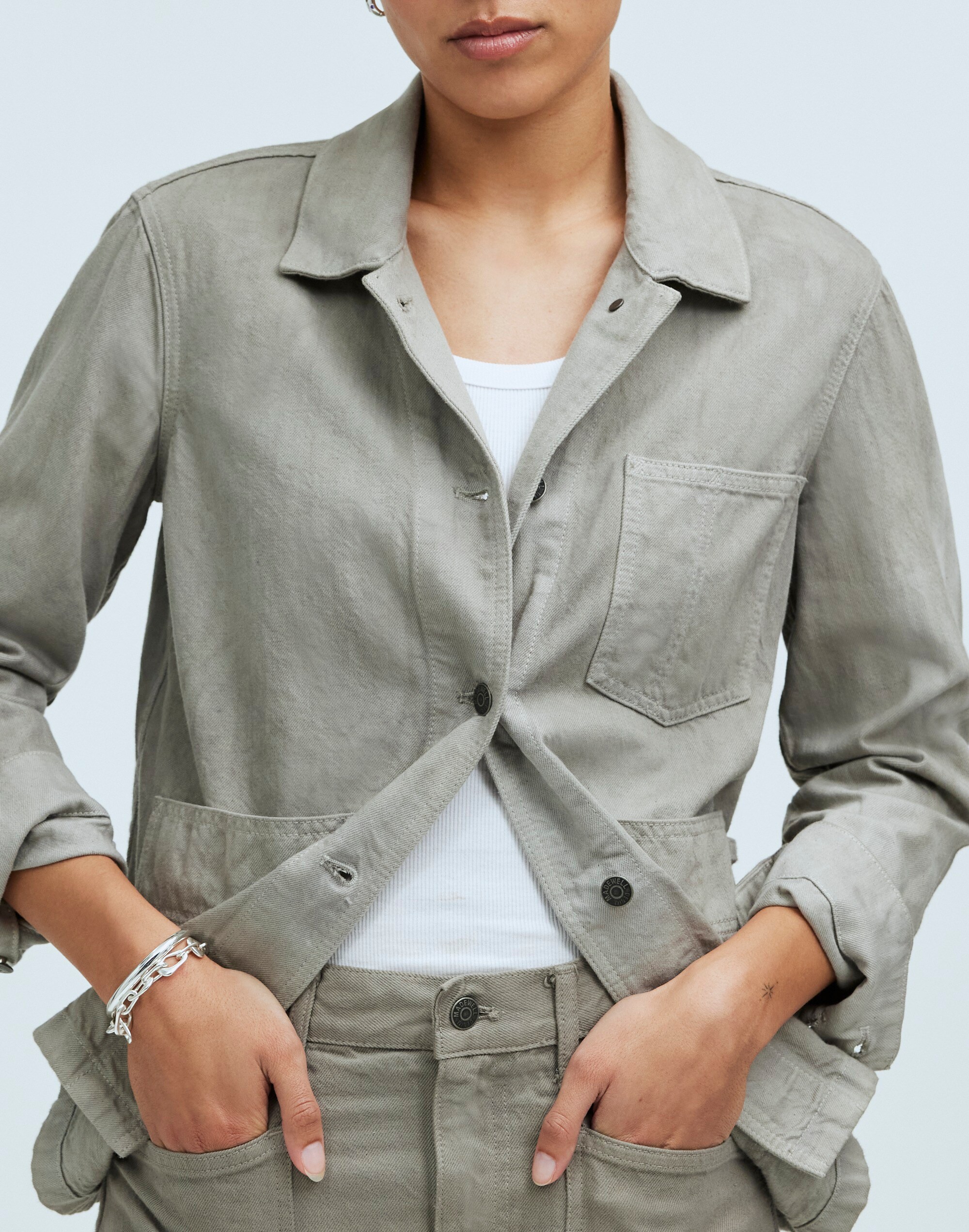 Madewell x MN Dye Studio Denim Chore Coat in null image 5