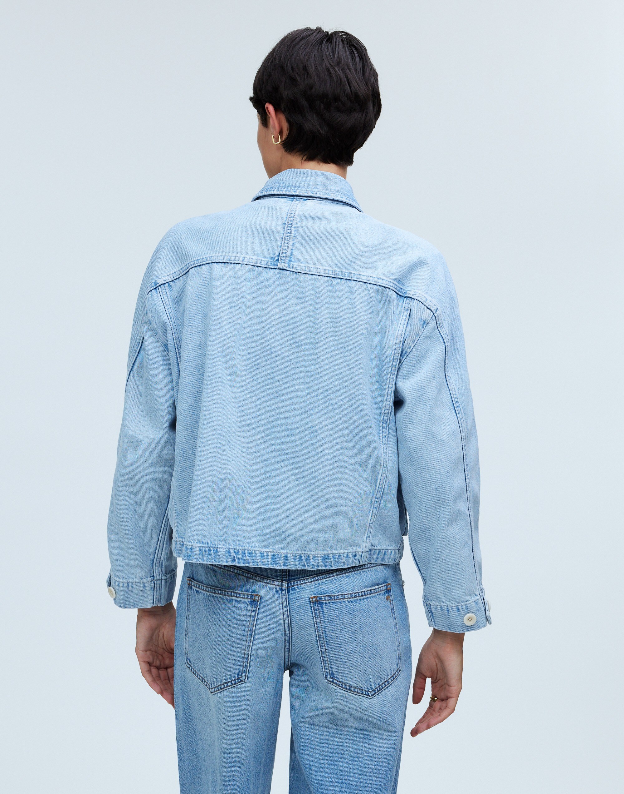 Denim Cropped Cargo Jacket in Kirkham Wash