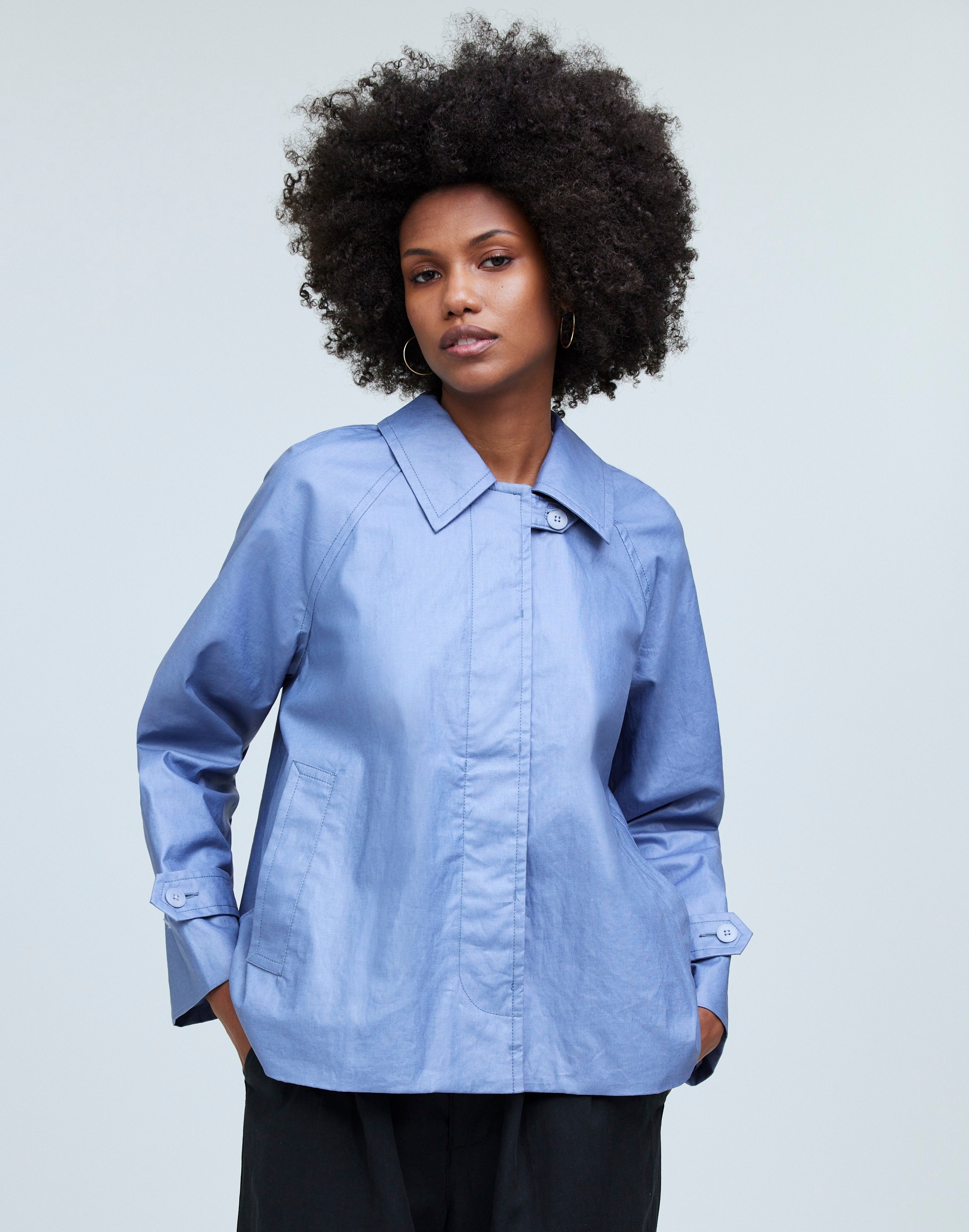 Laminated Short Trench Coat