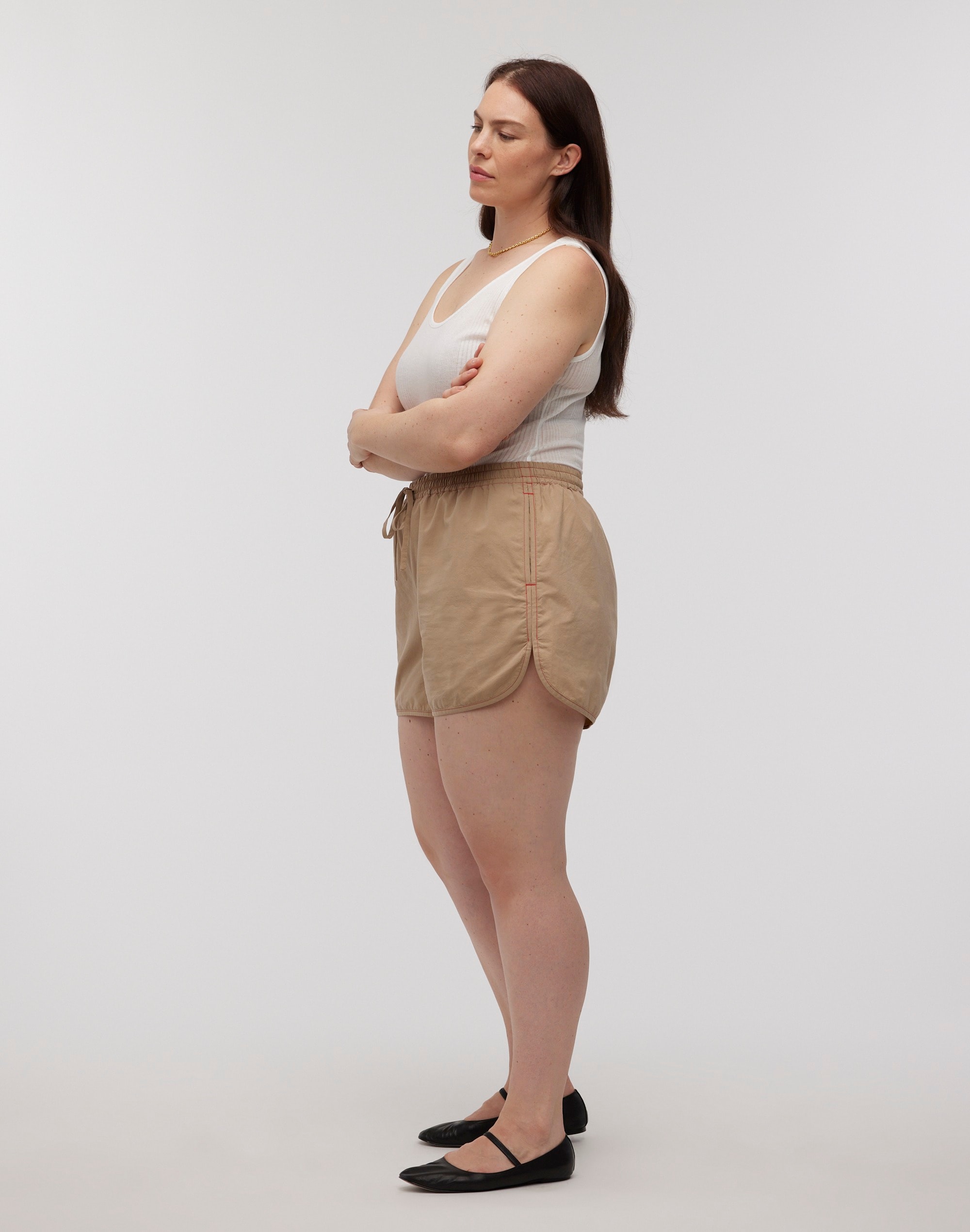 Crinkle Cotton Dolphin-Hem Shorts