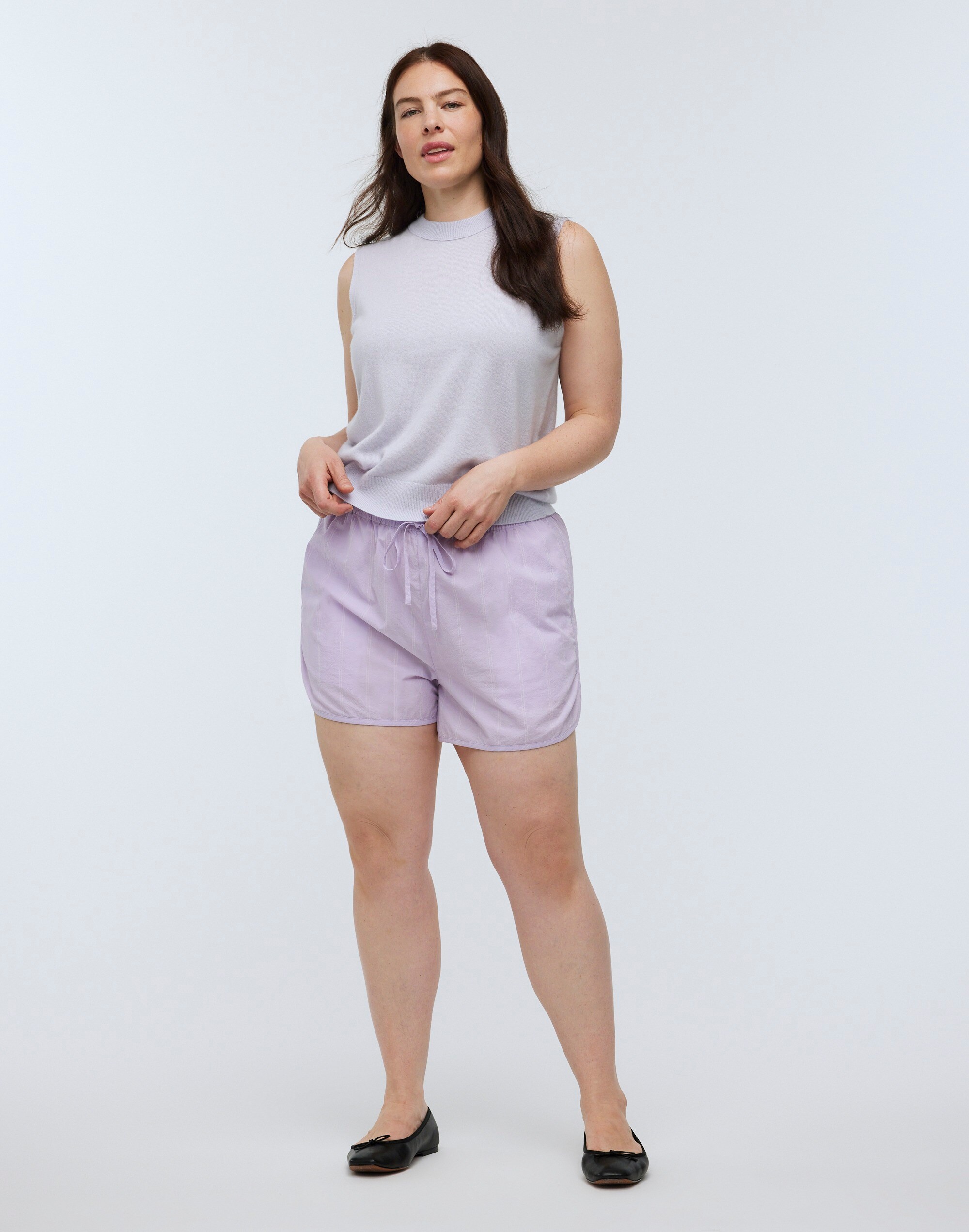 Crinkle Cotton Dolphin-Hem Shorts