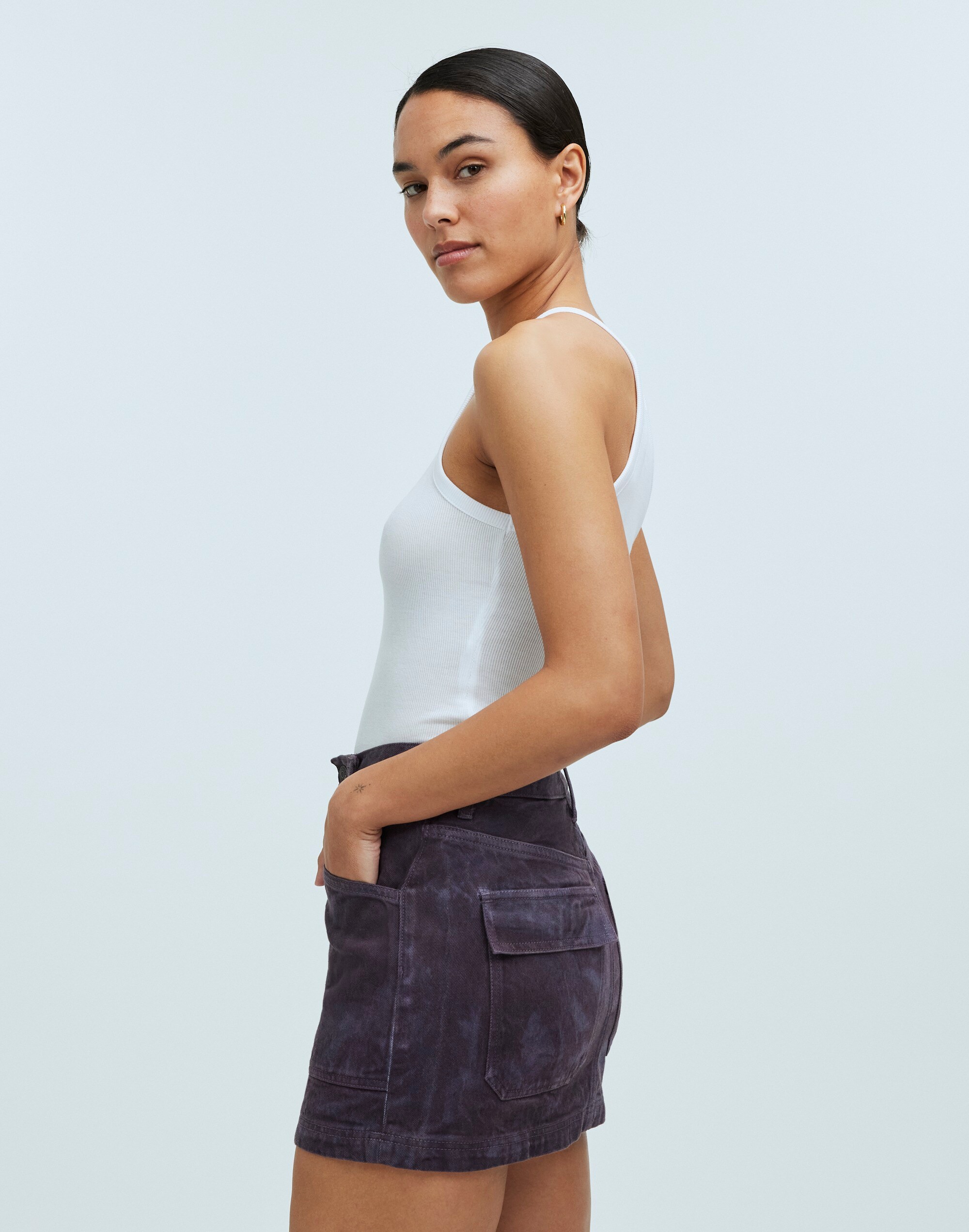 Madewell x MN Dye Studio Denim Patch-Pocket Micro Mini Skirt