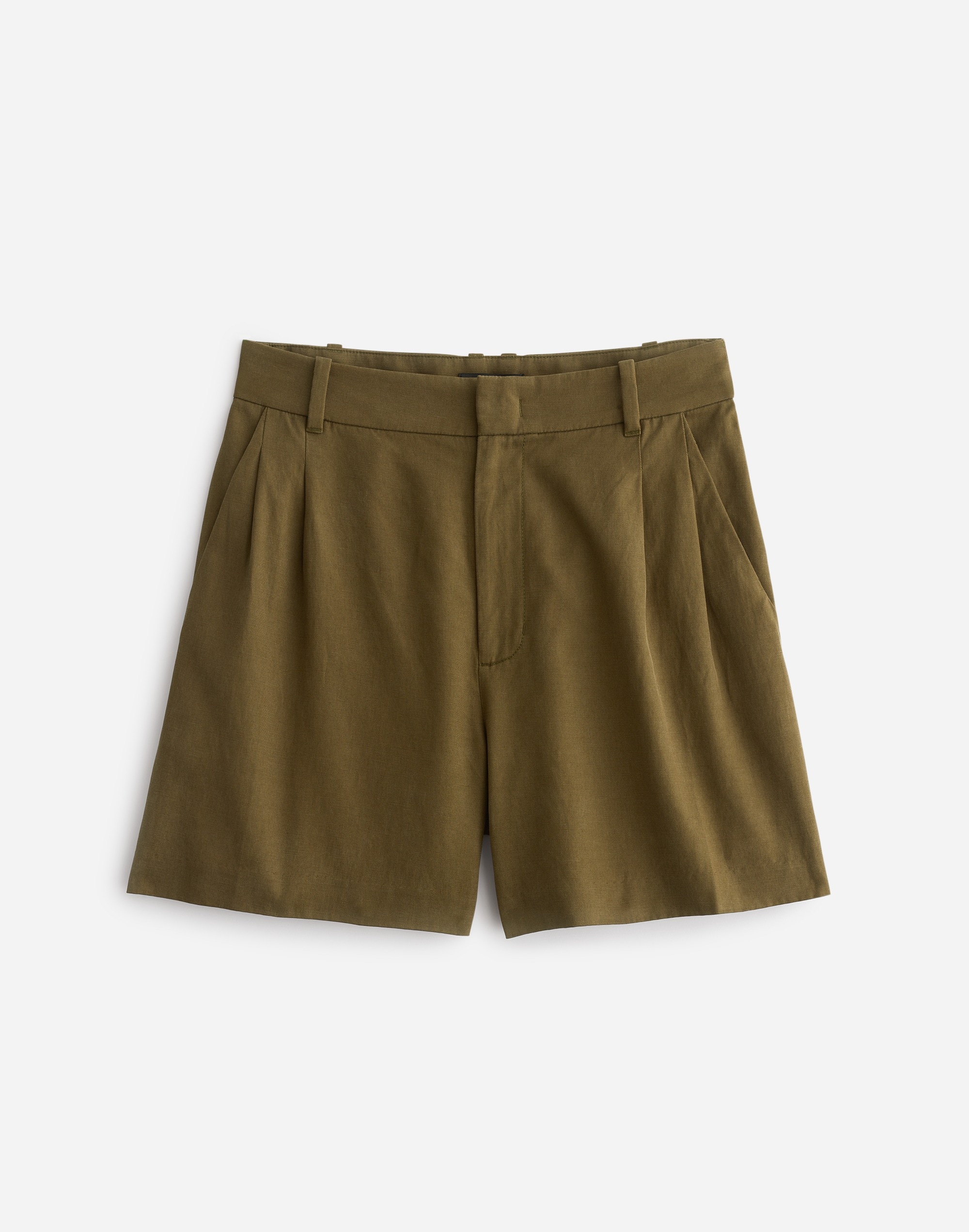 The Harlow Short in Drapey Twill in dark olive image 6