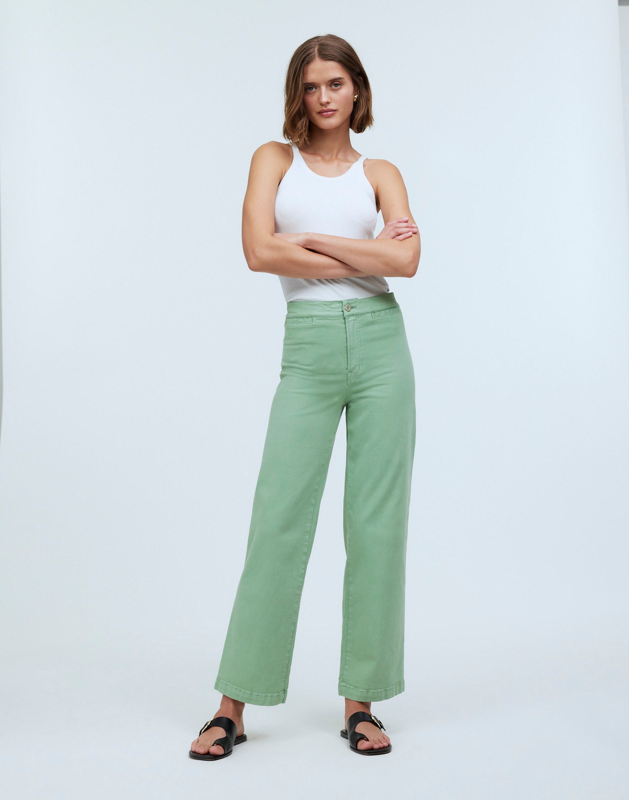 the emmett wide-leg crop pant: welt pocket edition