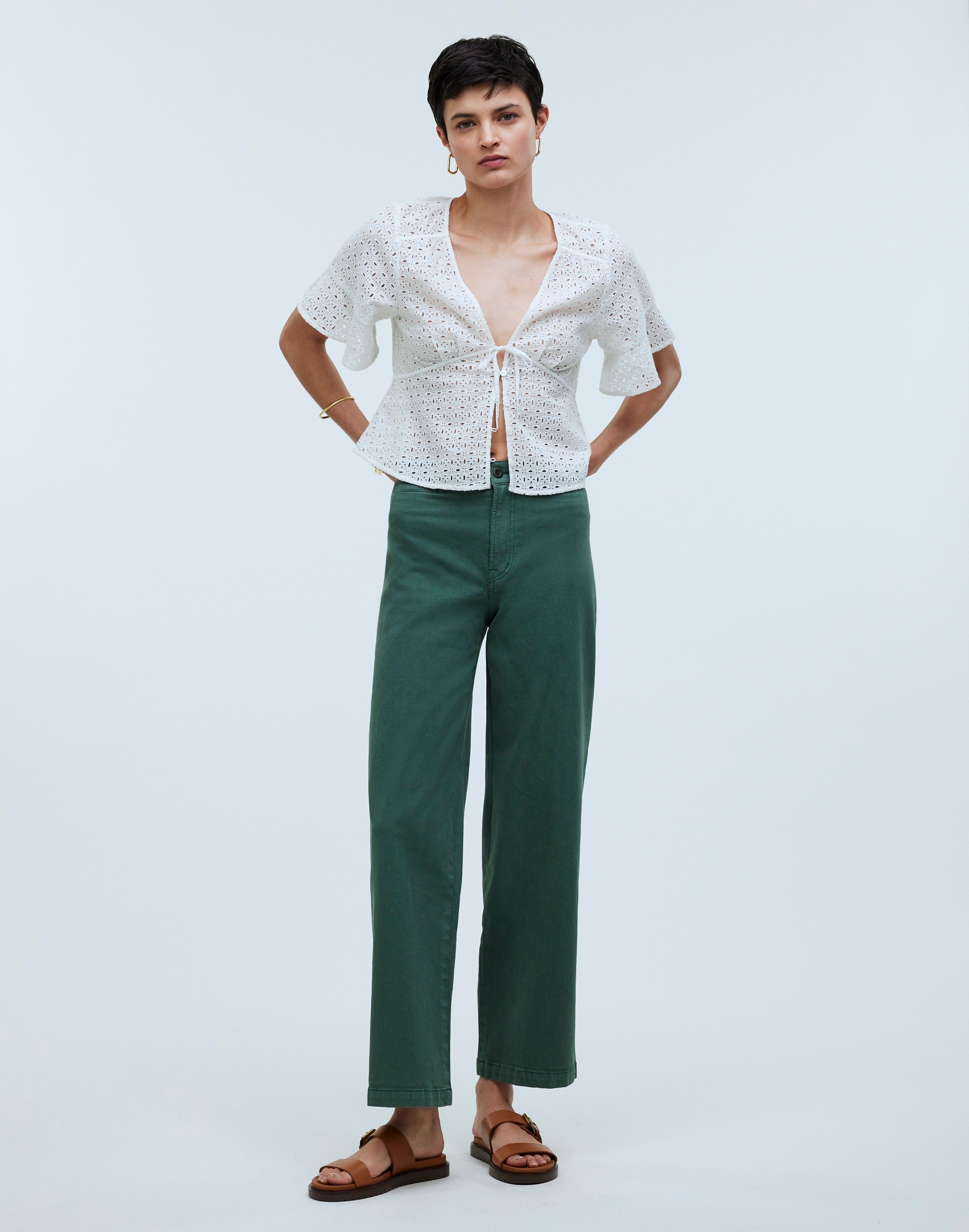 Mw The Emmett Wide-leg Crop Pant: Welt Pocket Edition In Shaded Grove