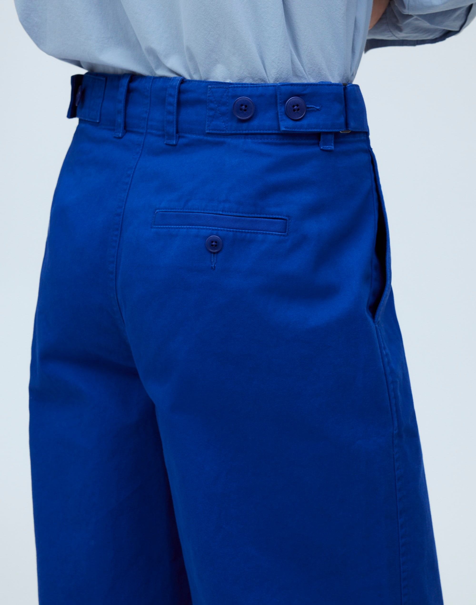 Button-Tab Wide-Legs Pants