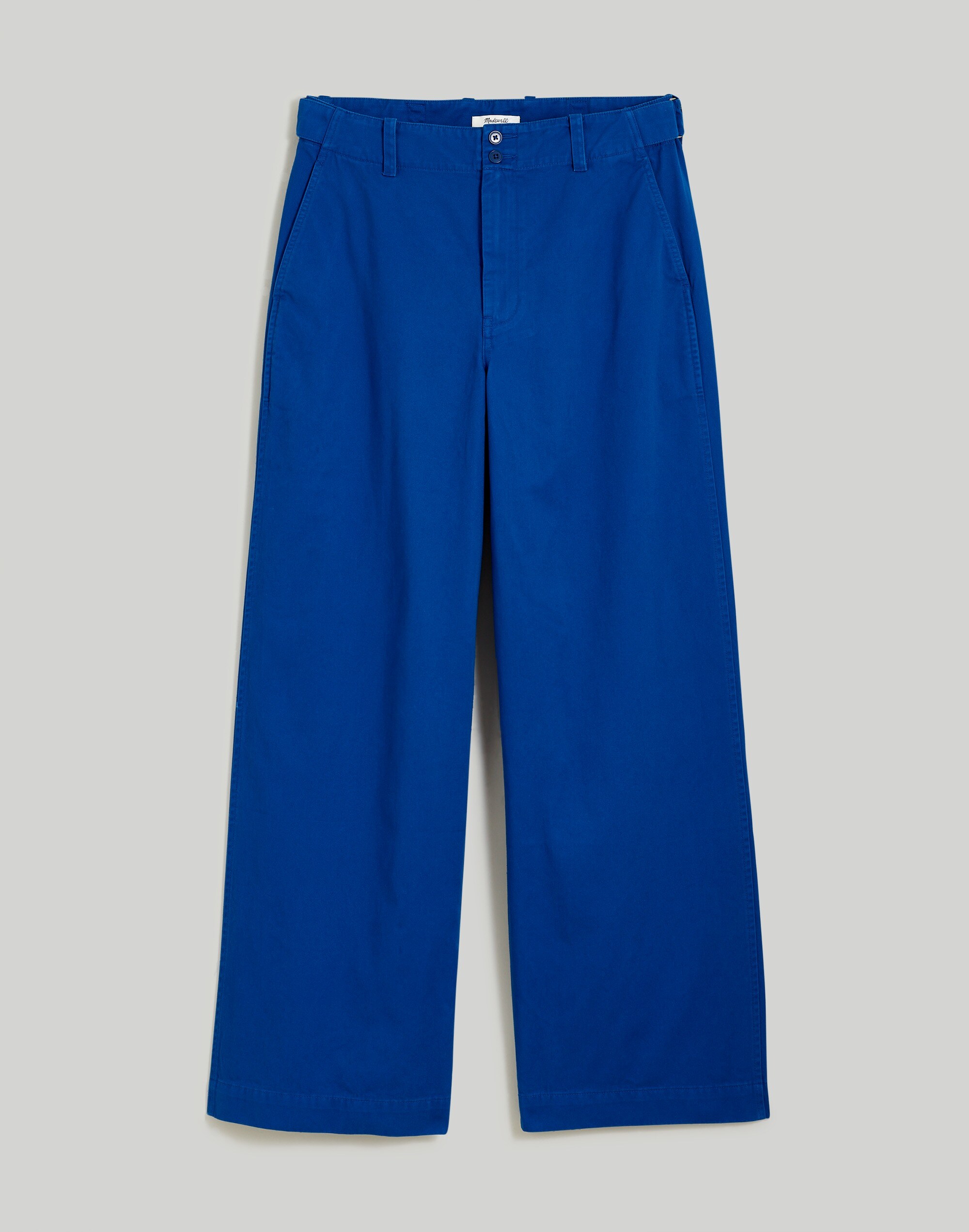 Button-Tab Wide-Legs Pants