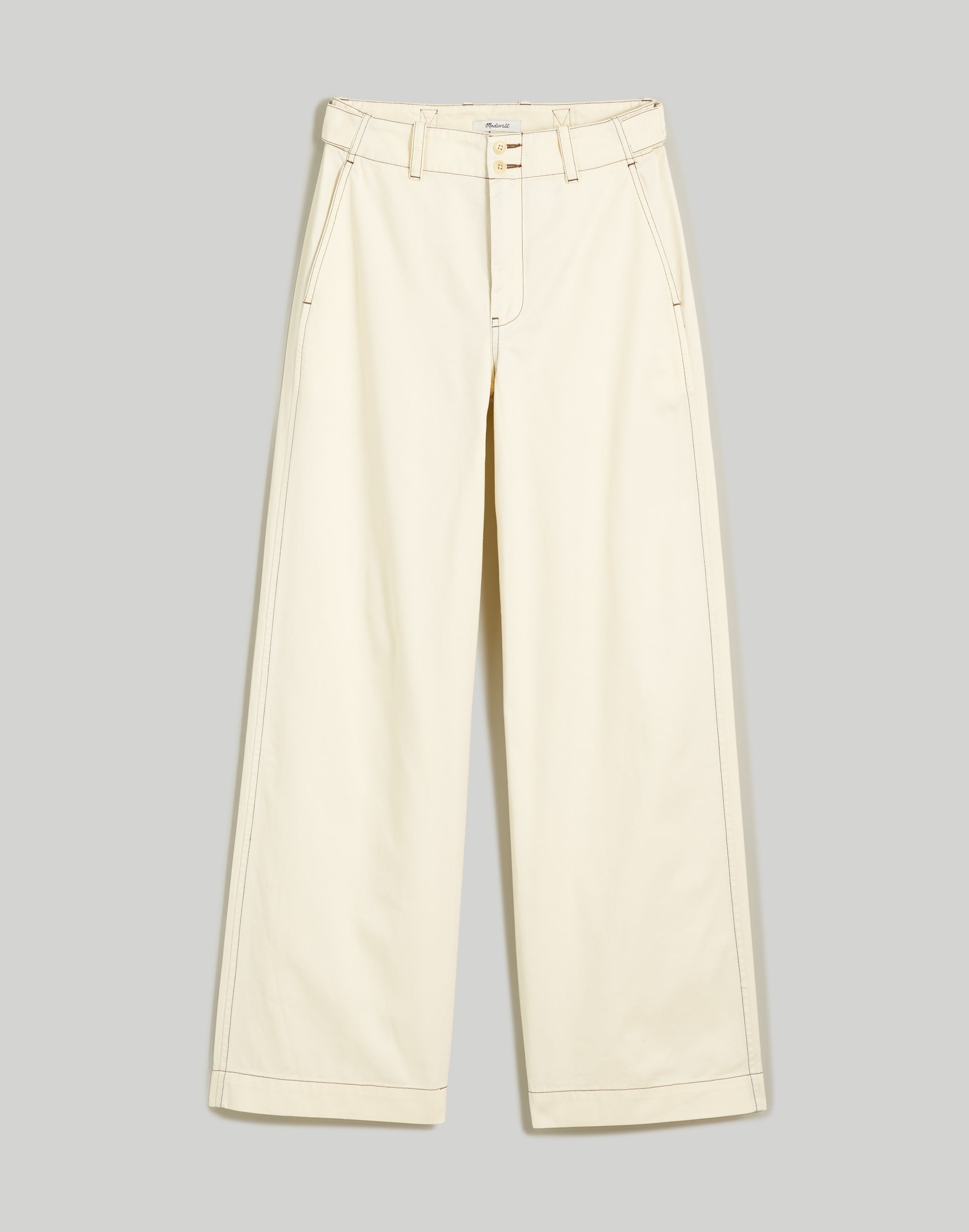 Button-Tab Wide-Legs Pants
