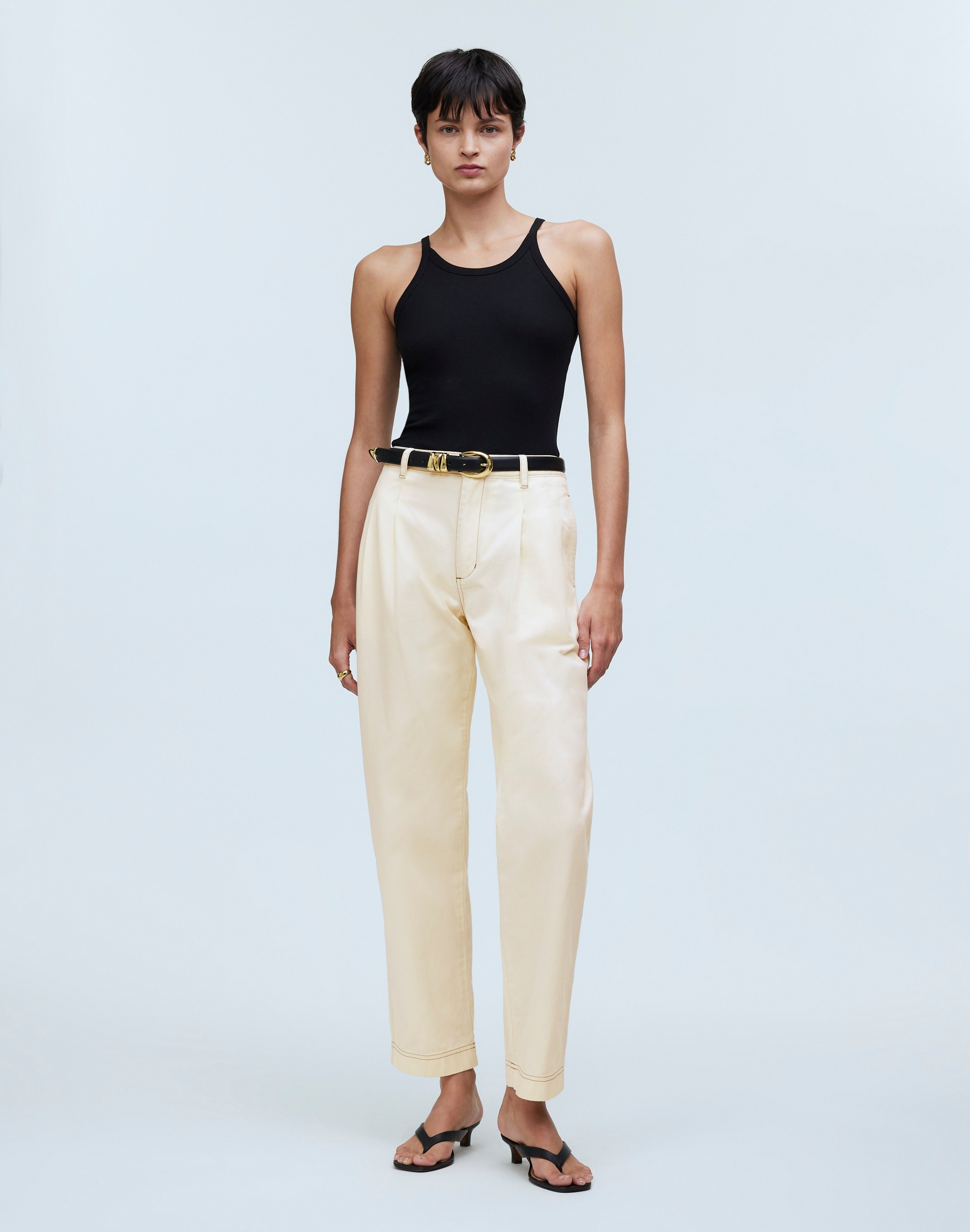 pleated straight pants