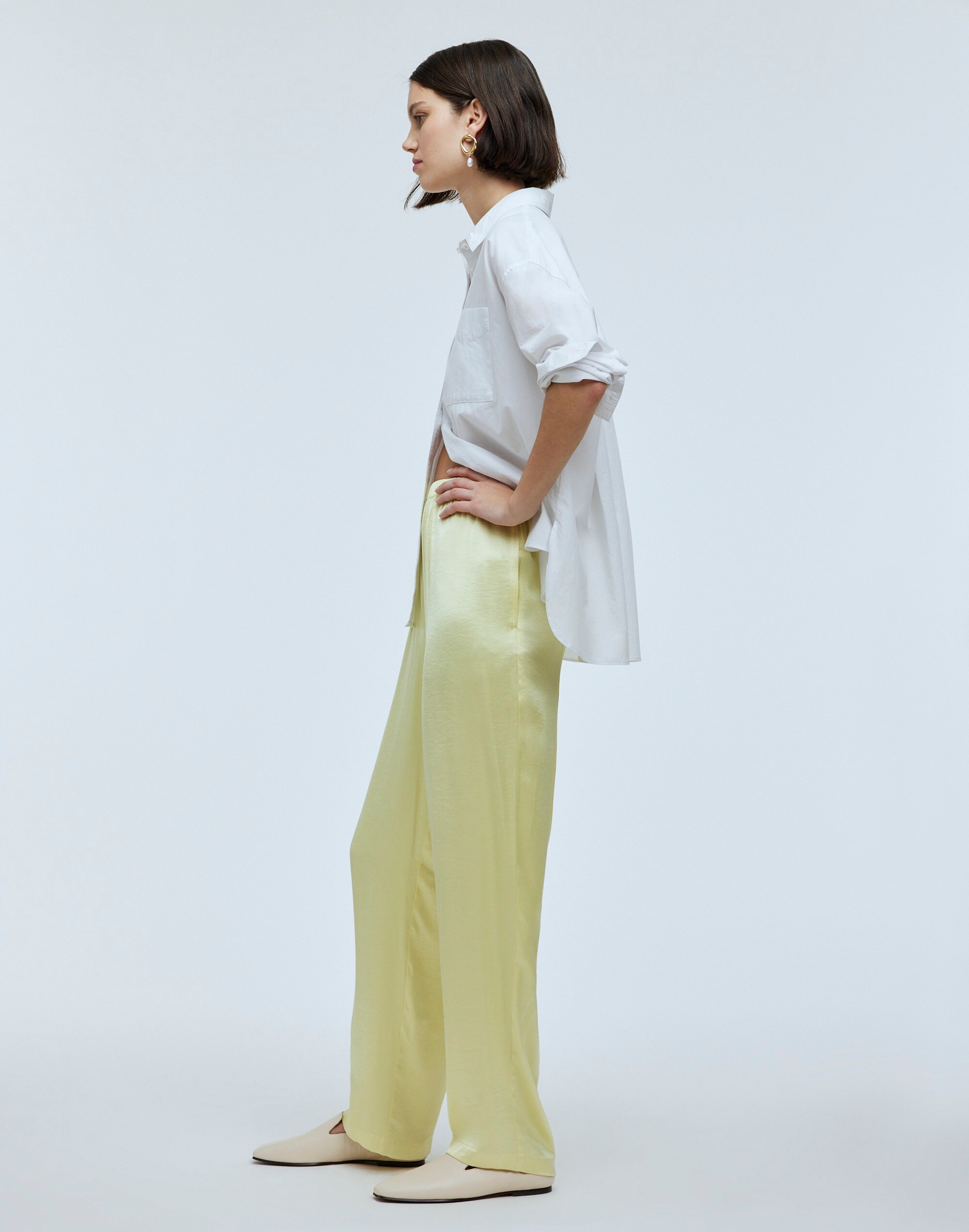 Straight-Leg Full-Length Pants in Satin