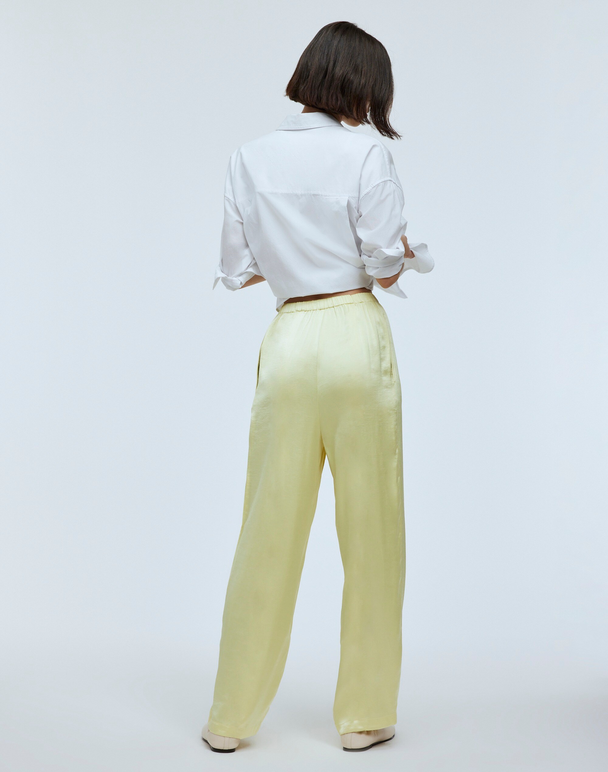Straight-Leg Full-Length Pants in Satin