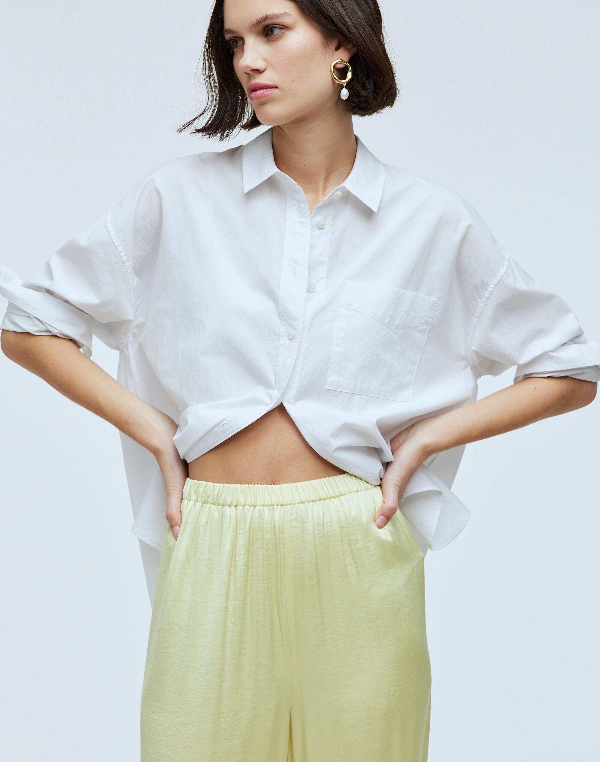 Straight-Leg Full-Length Pants in Satin