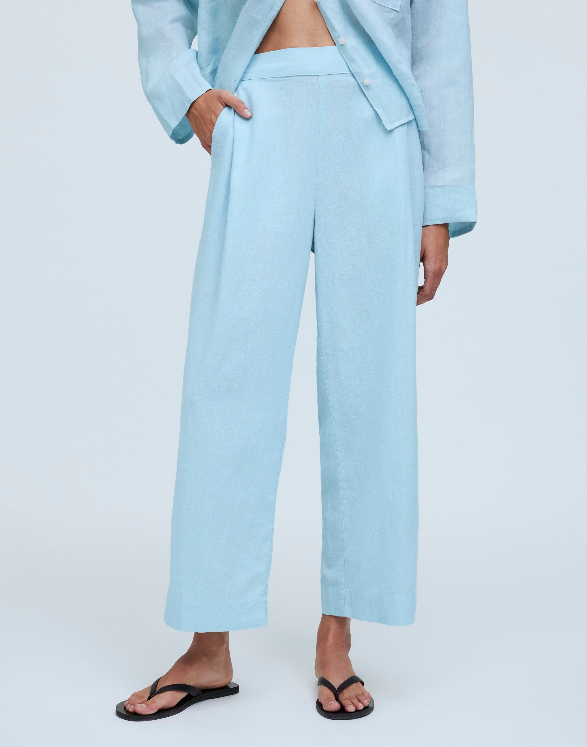 Shop Mw Pull-on Straight Crop Pants In Blue Heron