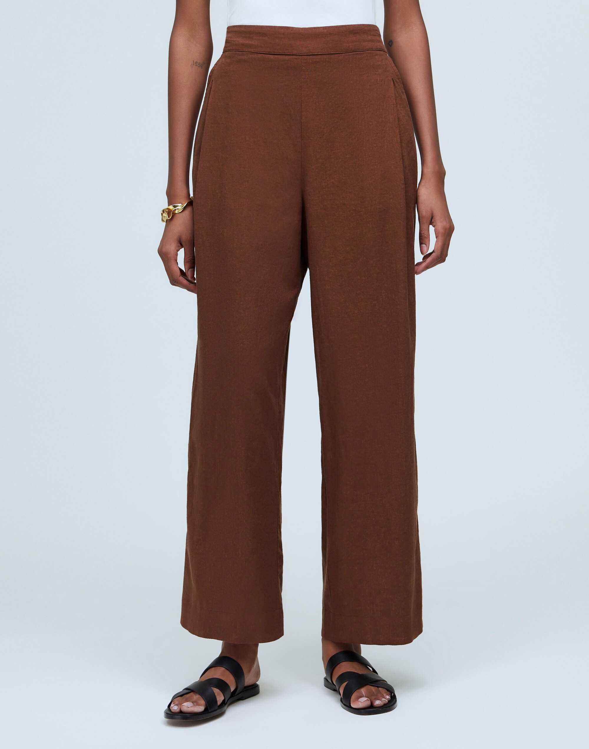 Tall Pull-On Straight Crop Pants in Linen Blend