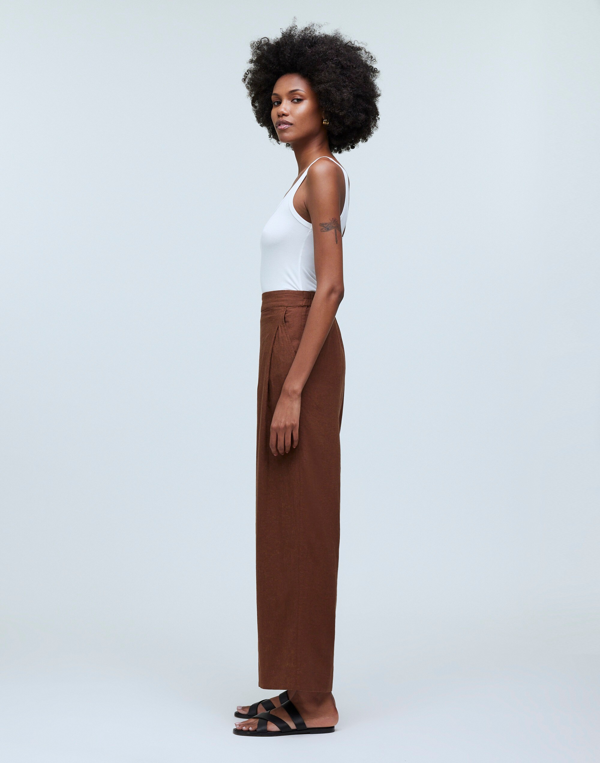Tall Pull-On Straight Crop Pants in Linen Blend