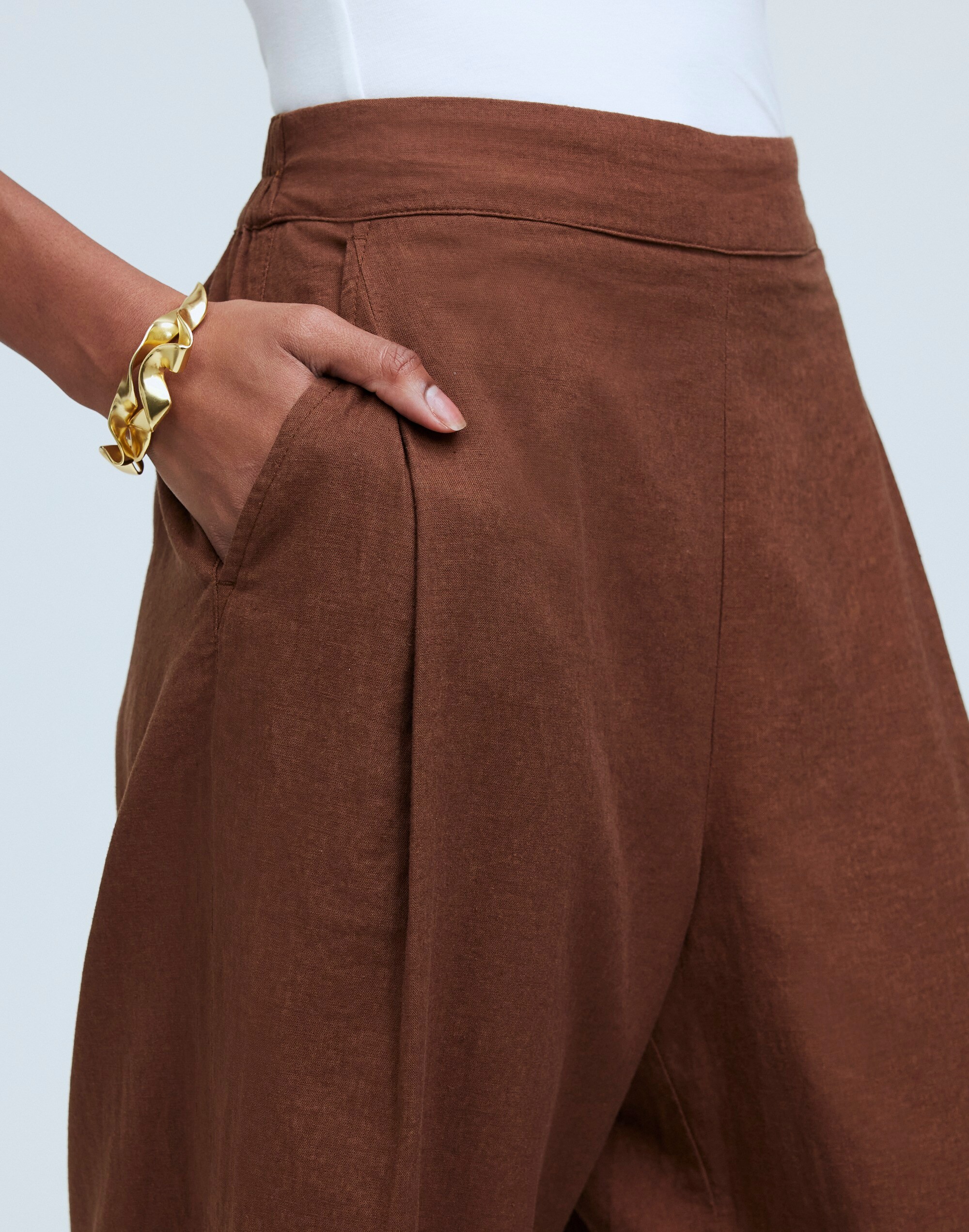 Tall Pull-On Straight Crop Pants in Linen Blend